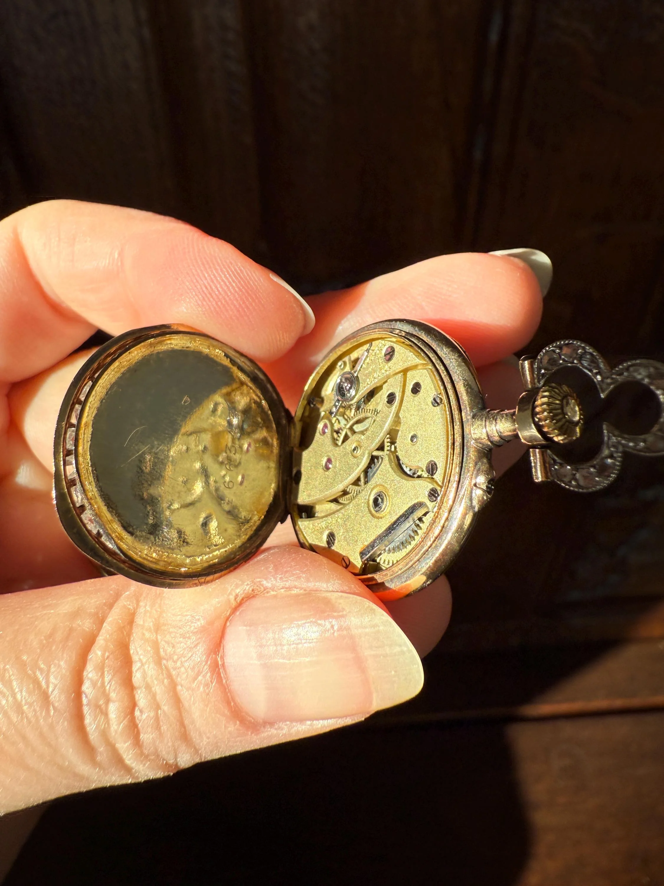 Sparkle Bomb ENTIRELY DIAMOND Encrusted French VICTORIAN Chunky Rose Cut Diamond Antique 18k Gold Silver Pocket Watch Case Pendant Locket - Image 6