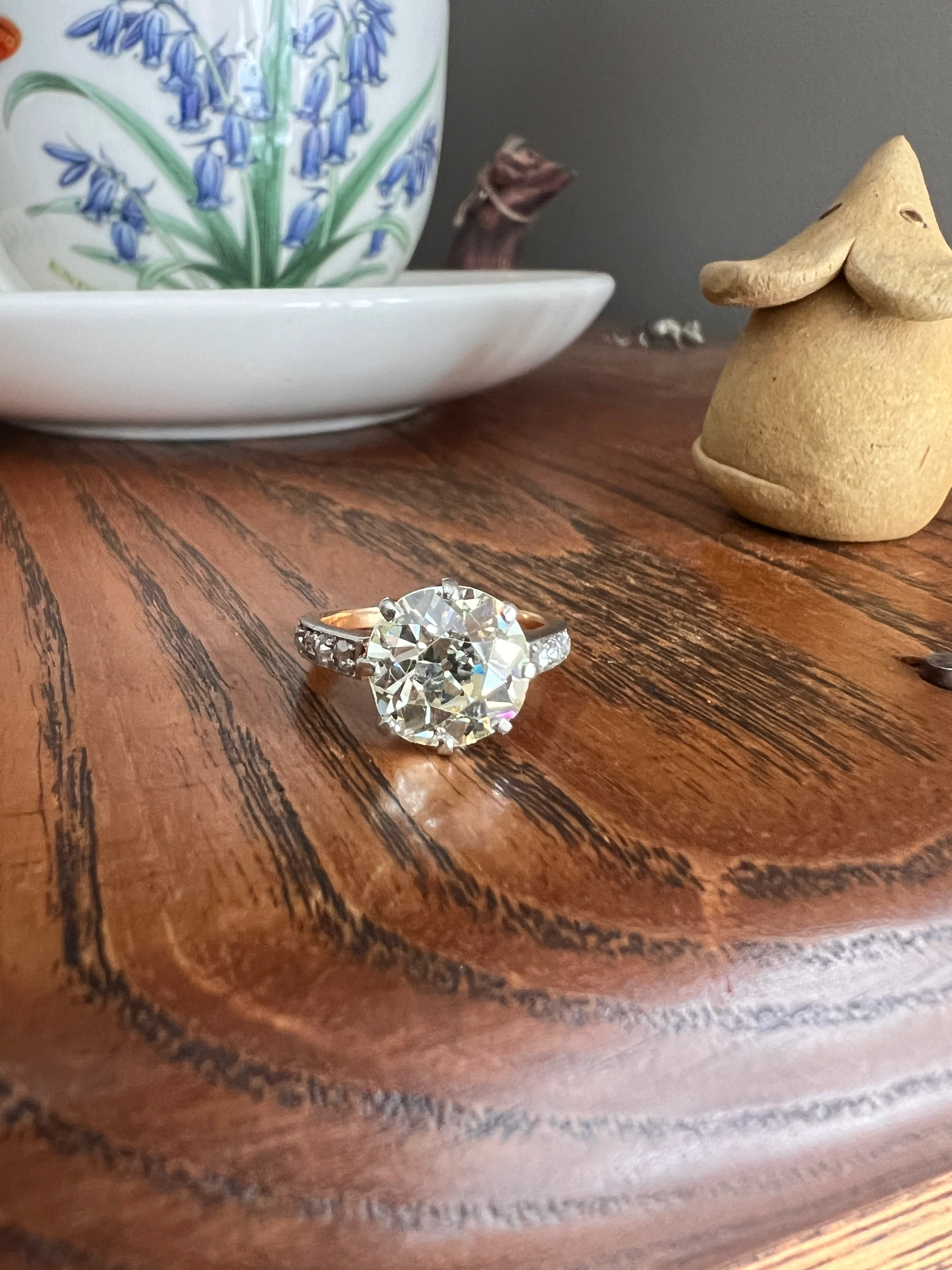 Special French Antique 3.5 CARAT Old European Cut DIAMOND Eye Clean Solitaire Rose Cuts Engagement Ring 18k Gold Platinum Fiery 3.65ctw OEC - Image 13