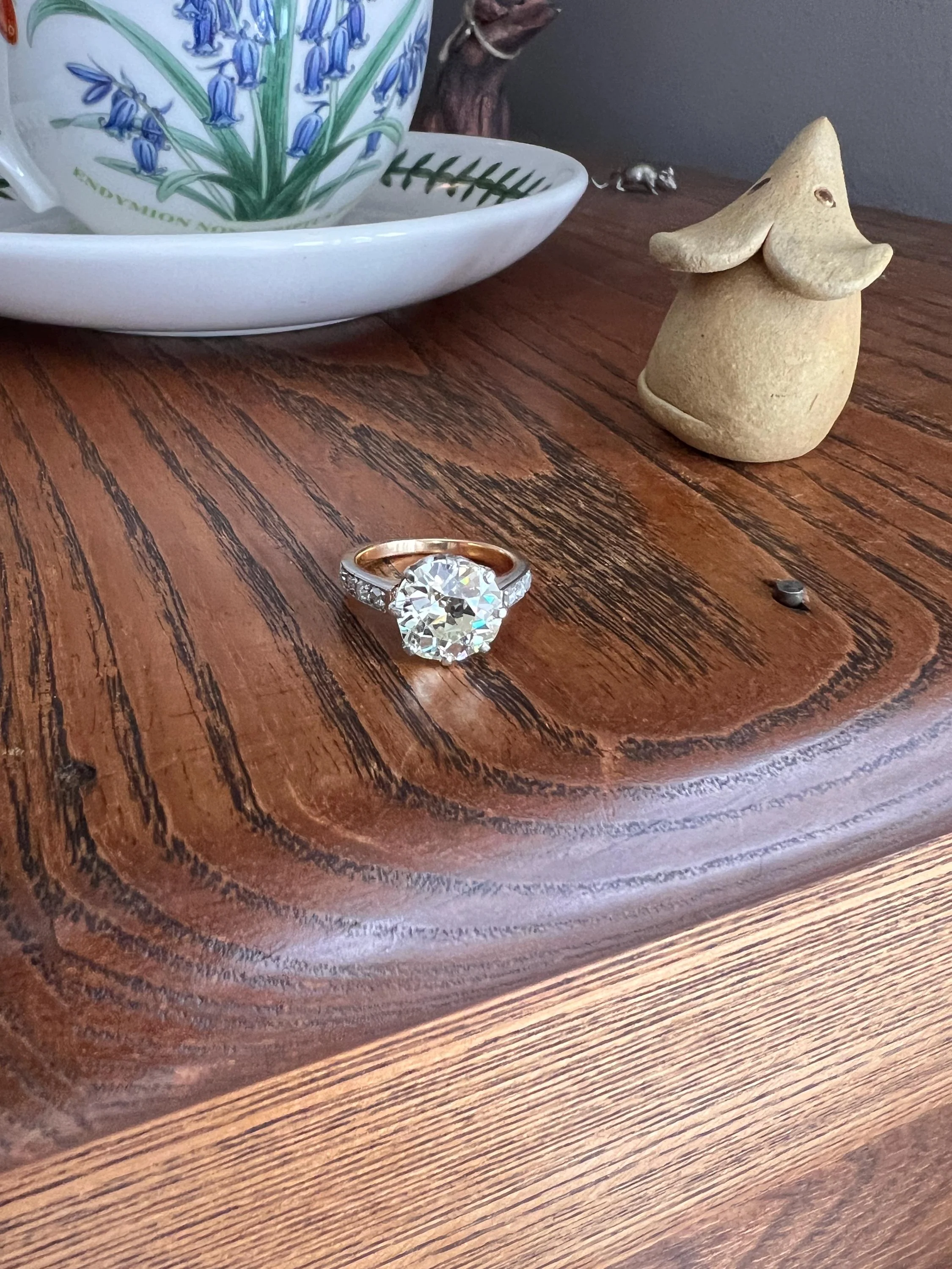 Special French Antique 3.5 CARAT Old European Cut DIAMOND Eye Clean Solitaire Rose Cuts Engagement Ring 18k Gold Platinum Fiery 3.65ctw OEC - Image 2