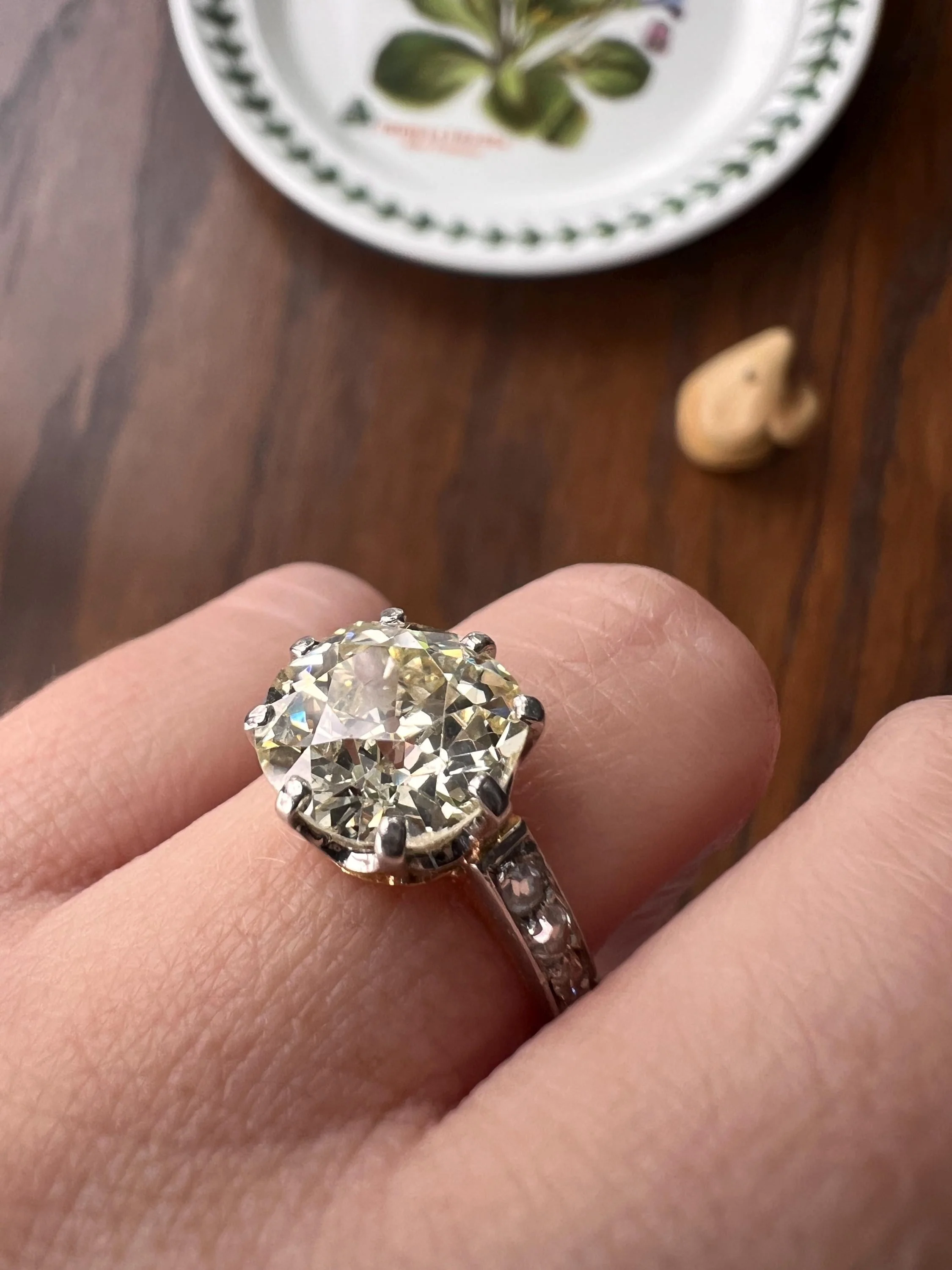 Special French Antique 3.5 CARAT Old European Cut DIAMOND Eye Clean Solitaire Rose Cuts Engagement Ring 18k Gold Platinum Fiery 3.65ctw OEC - Image 4