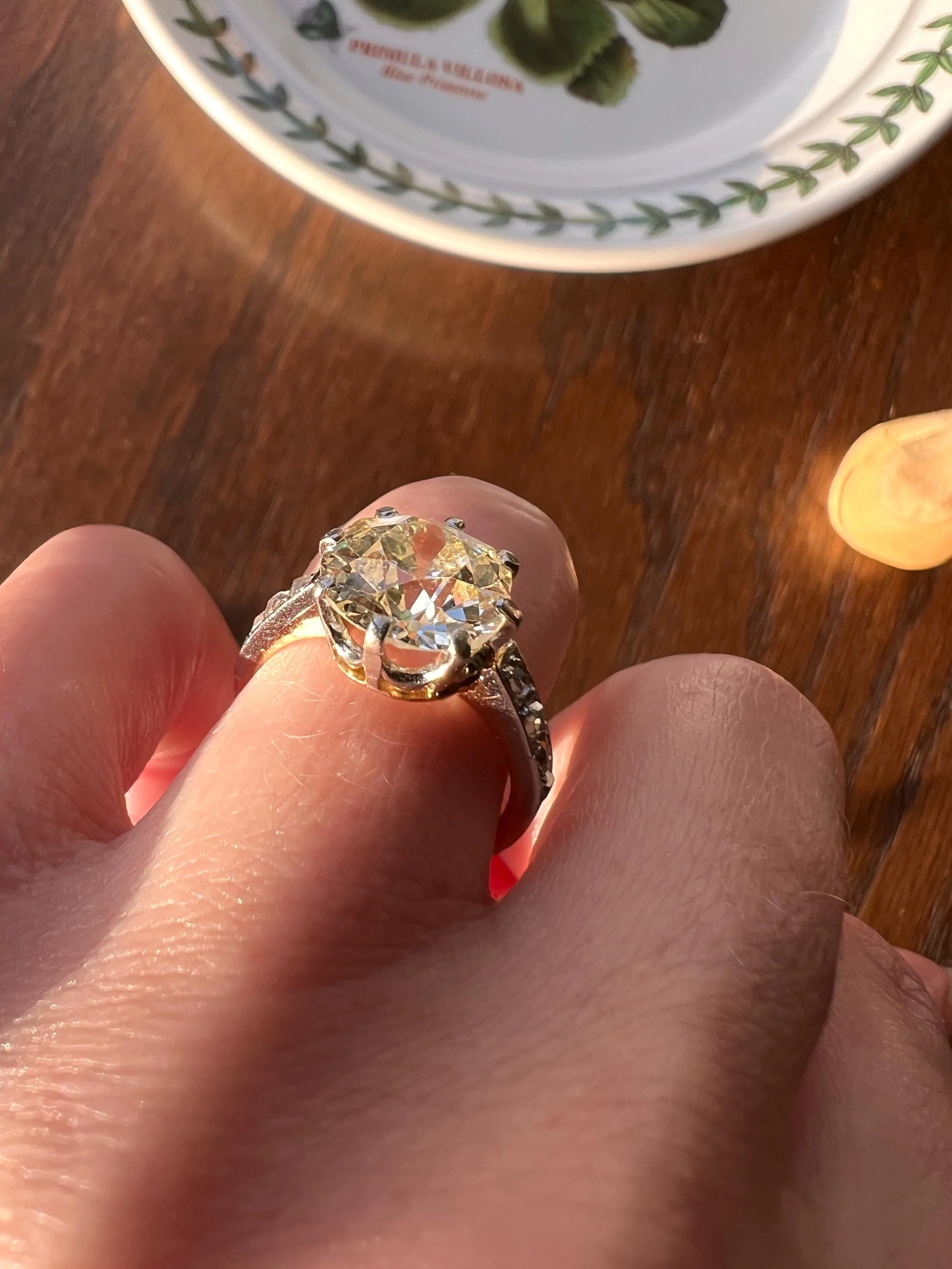 Special French Antique 3.5 CARAT Old European Cut DIAMOND Eye Clean Solitaire Rose Cuts Engagement Ring 18k Gold Platinum Fiery 3.65ctw OEC - Image 7
