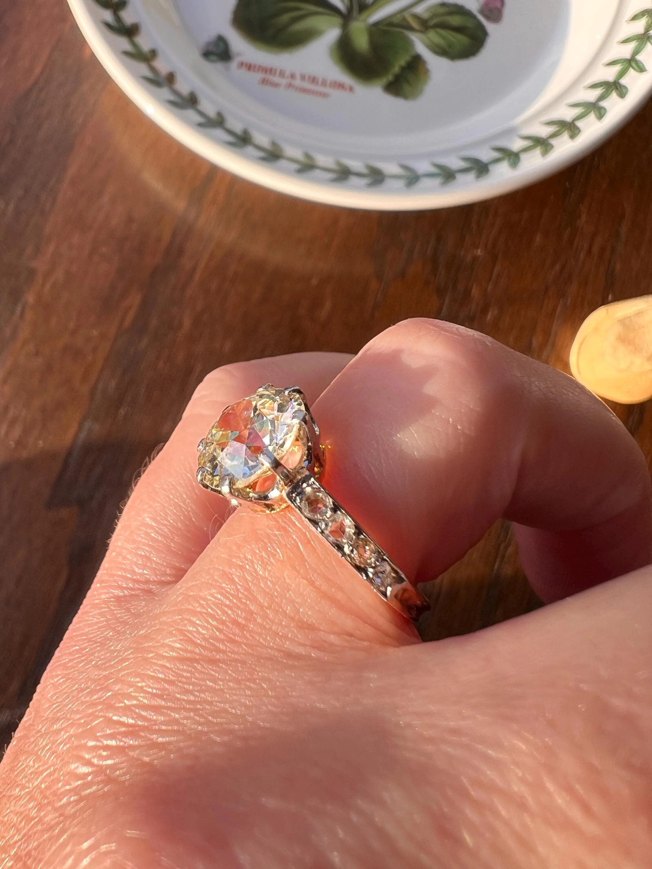 Special French Antique 3.5 CARAT Old European Cut DIAMOND Eye Clean Solitaire Rose Cuts Engagement Ring 18k Gold Platinum Fiery 3.65ctw OEC - Image 9
