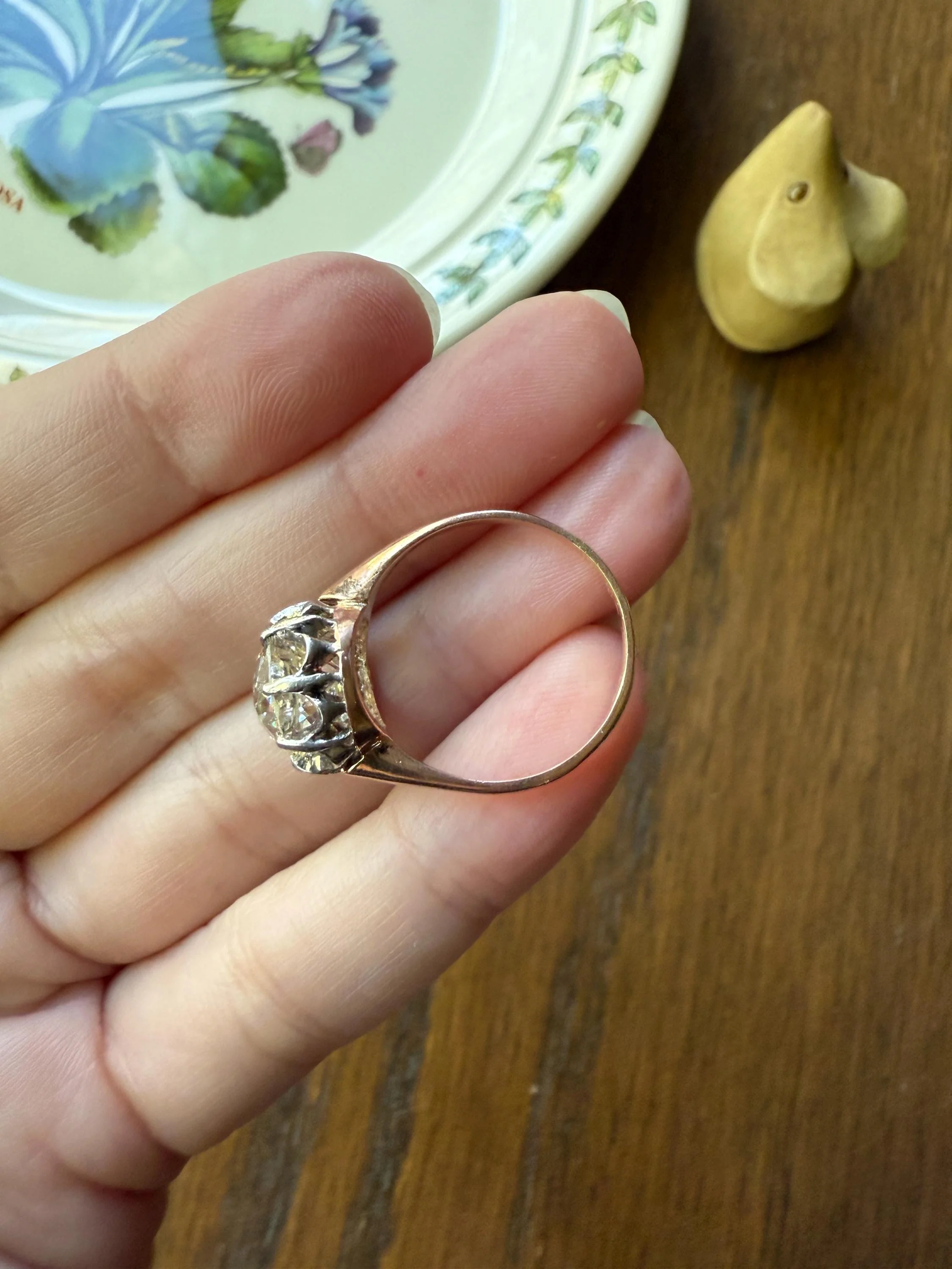 Special French Original Antique 3.5 CARAT Old European Cut DIAMOND Eye Clean Solitaire Engagement Ring 18k Rosy Gold Platinum Fiery OEC - Image 11