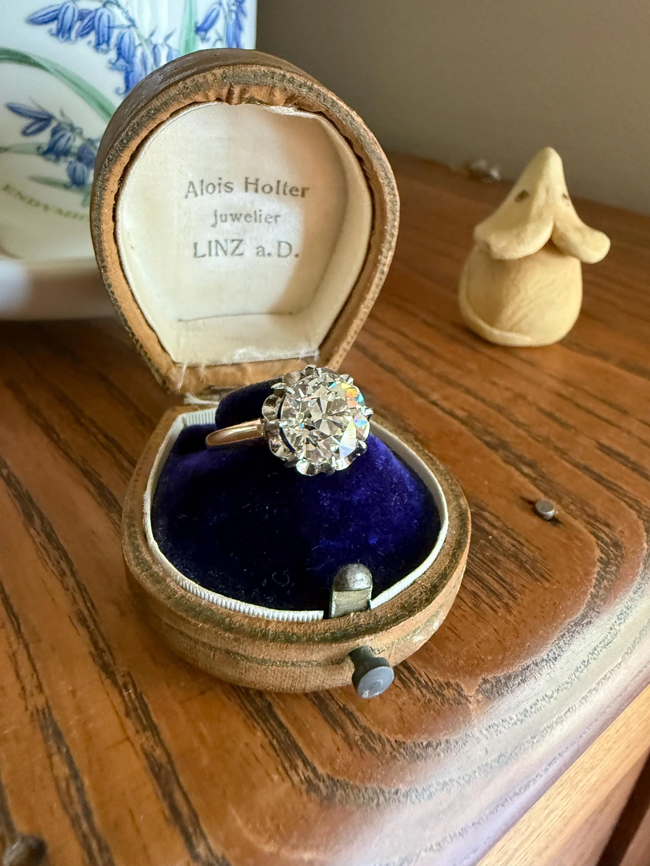 Special French Original Antique 3.5 CARAT Old European Cut DIAMOND Eye Clean Solitaire Engagement Ring 18k Rosy Gold Platinum Fiery OEC - Image 13