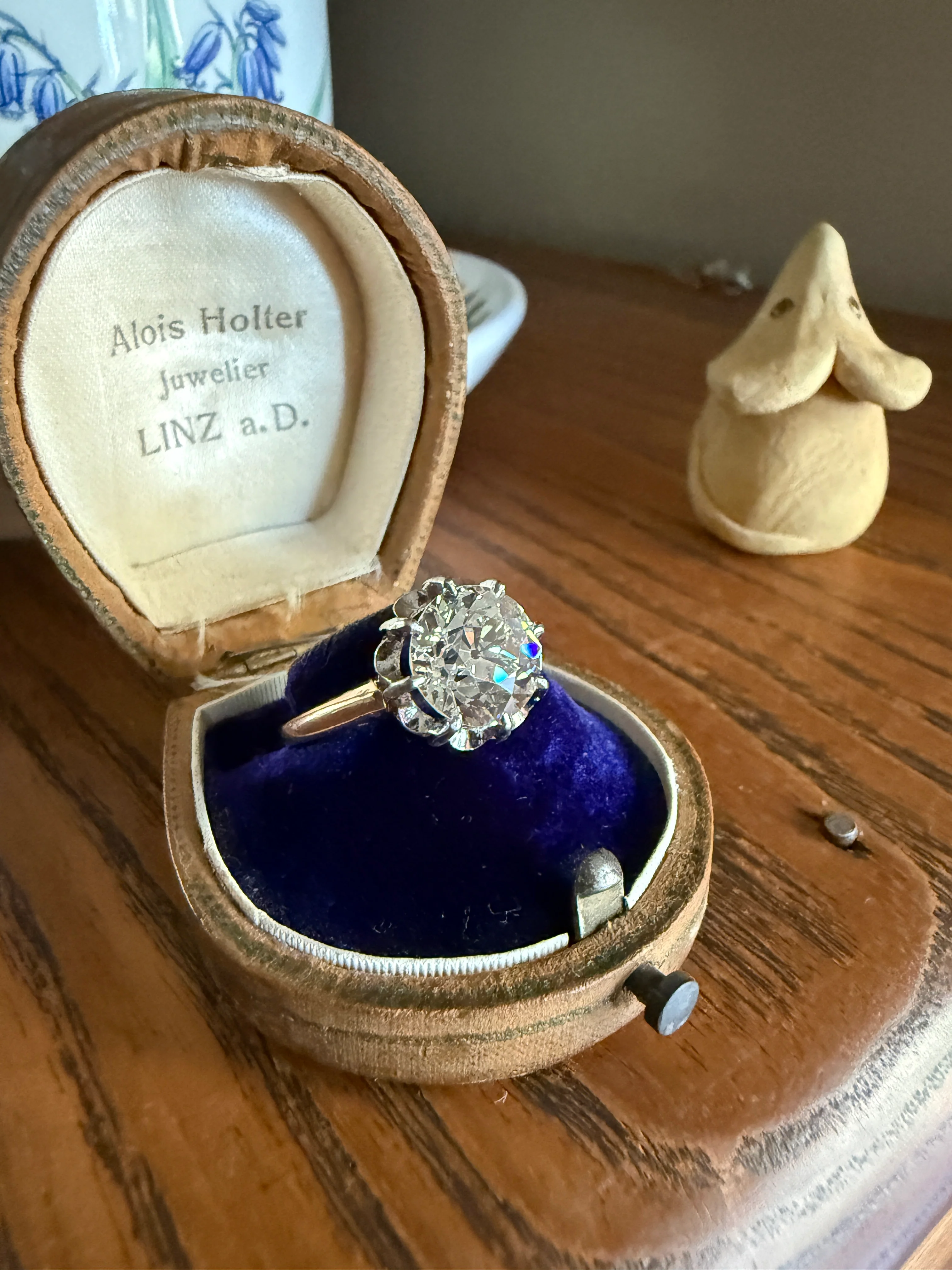 Special French Original Antique 3.5 CARAT Old European Cut DIAMOND Eye Clean Solitaire Engagement Ring 18k Rosy Gold Platinum Fiery OEC - Image 21