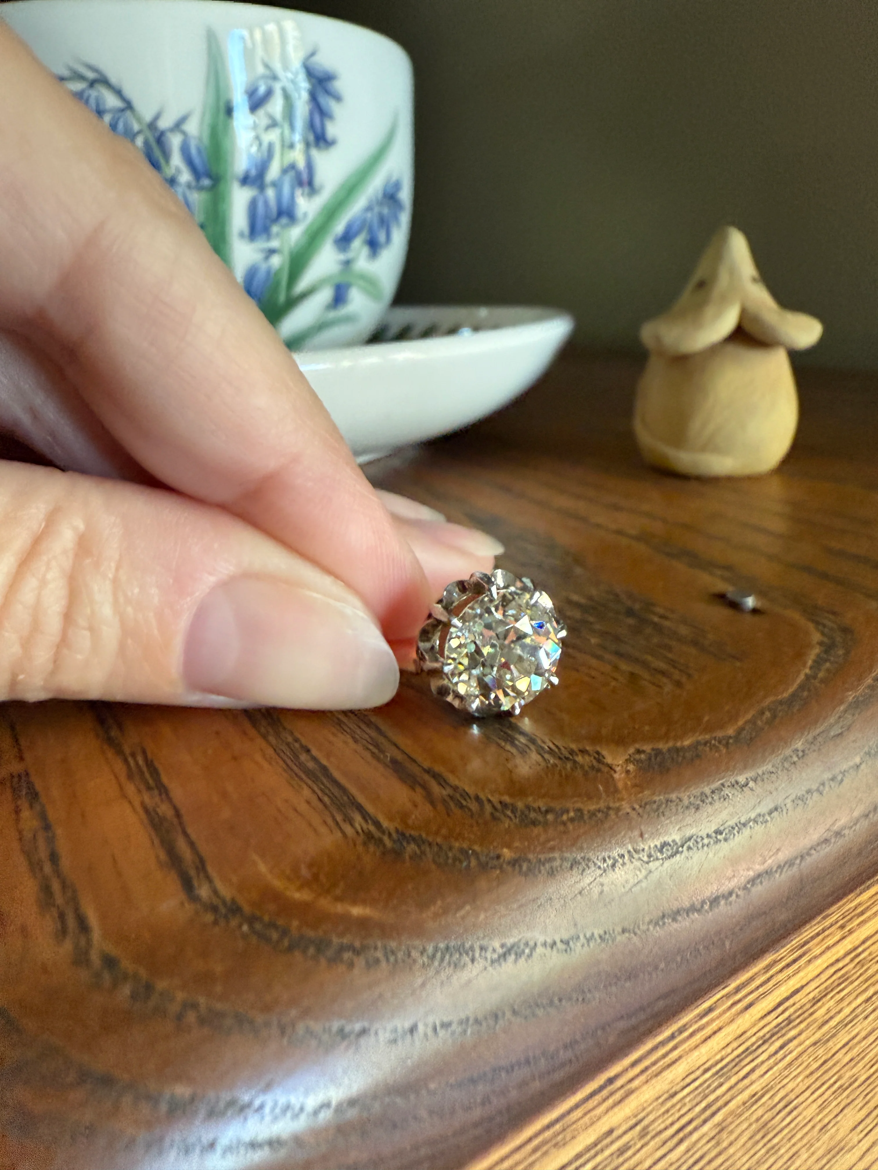 Special French Original Antique 3.5 CARAT Old European Cut DIAMOND Eye Clean Solitaire Engagement Ring 18k Rosy Gold Platinum Fiery OEC - Image 22