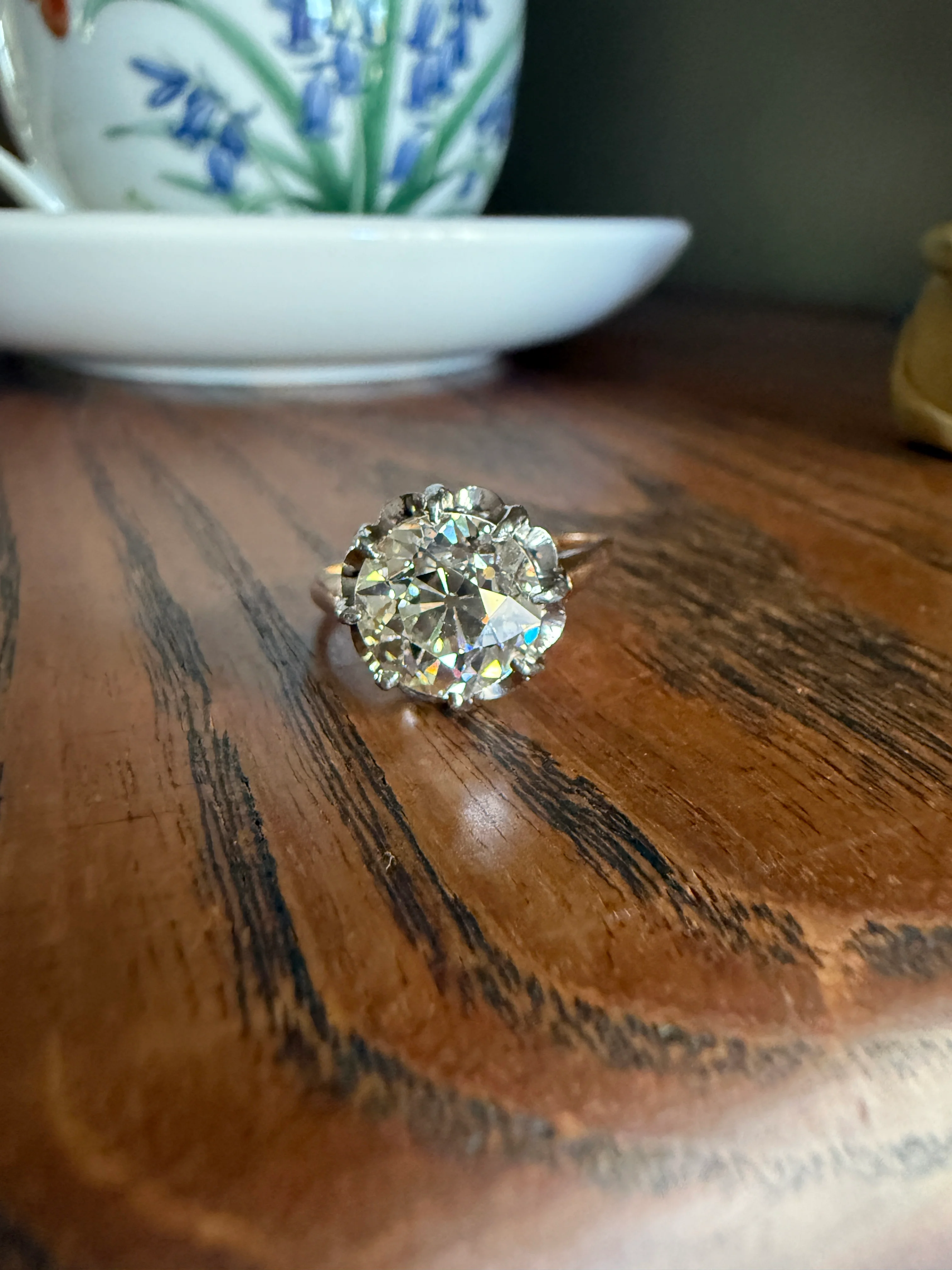 Special French Original Antique 3.5 CARAT Old European Cut DIAMOND Eye Clean Solitaire Engagement Ring 18k Rosy Gold Platinum Fiery OEC - Image 23