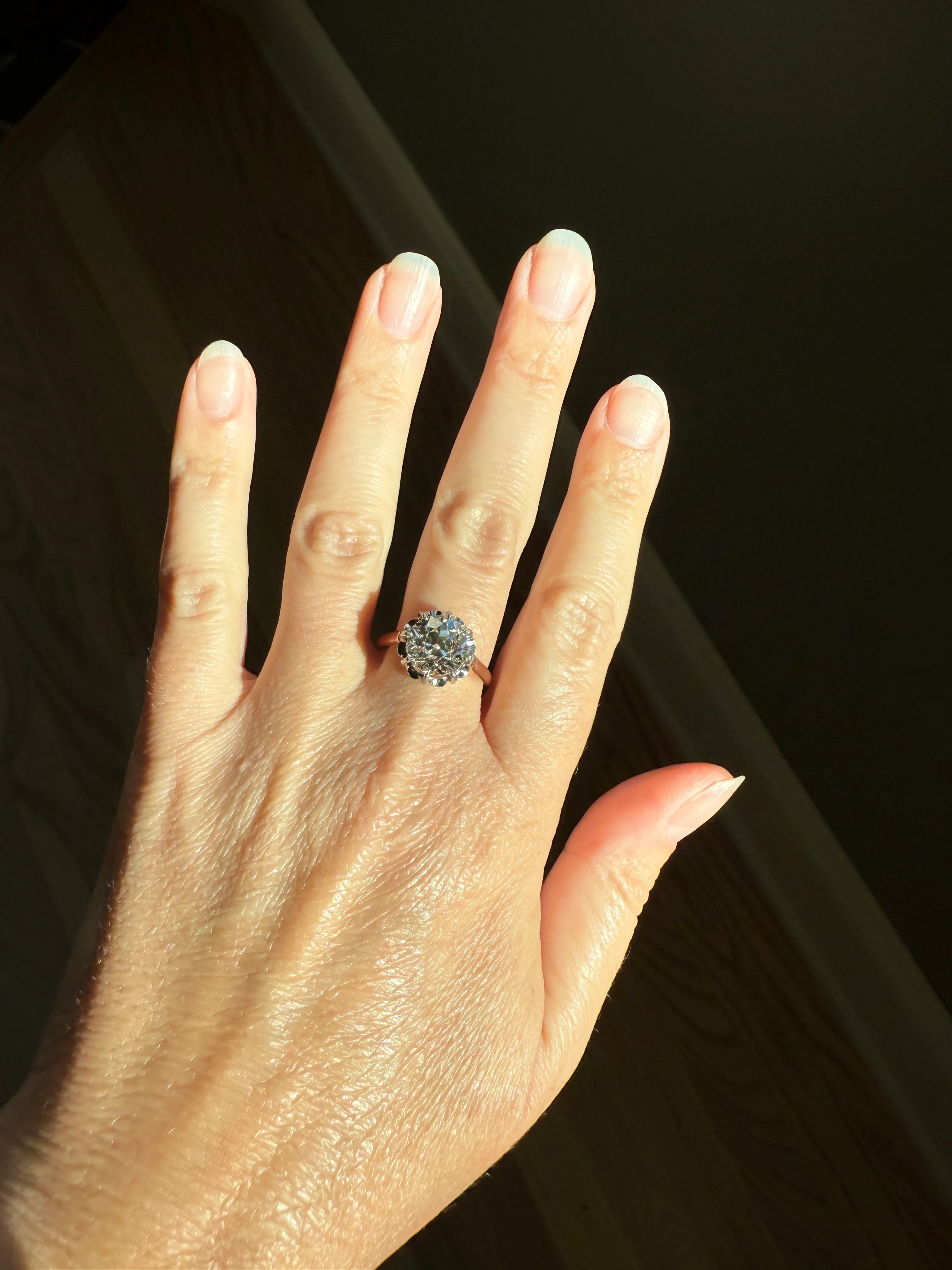 Special French Original Antique 3.5 CARAT Old European Cut DIAMOND Eye Clean Solitaire Engagement Ring 18k Rosy Gold Platinum Fiery OEC - Image 25