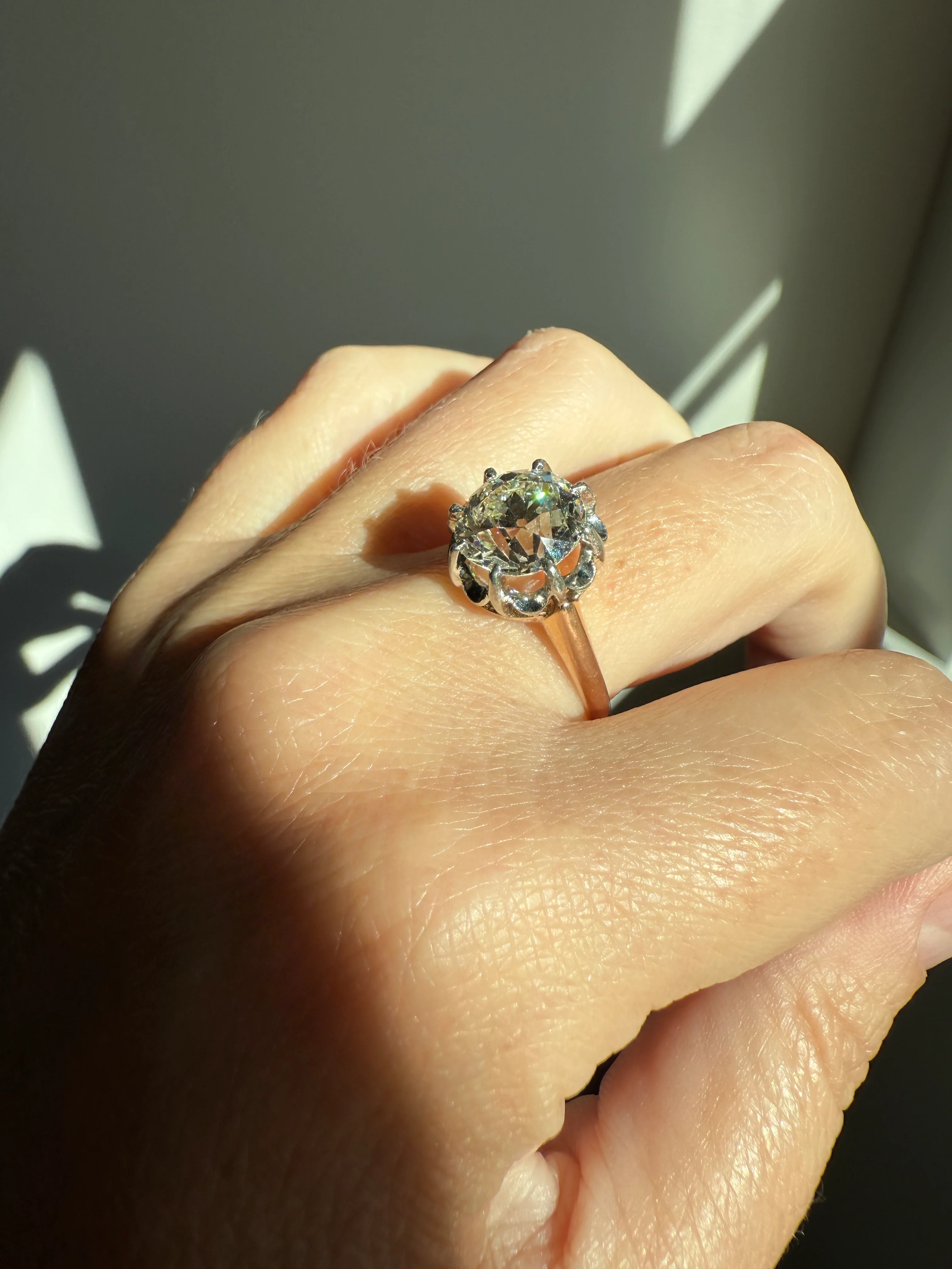 Special French Original Antique 3.5 CARAT Old European Cut DIAMOND Eye Clean Solitaire Engagement Ring 18k Rosy Gold Platinum Fiery OEC - Image 28