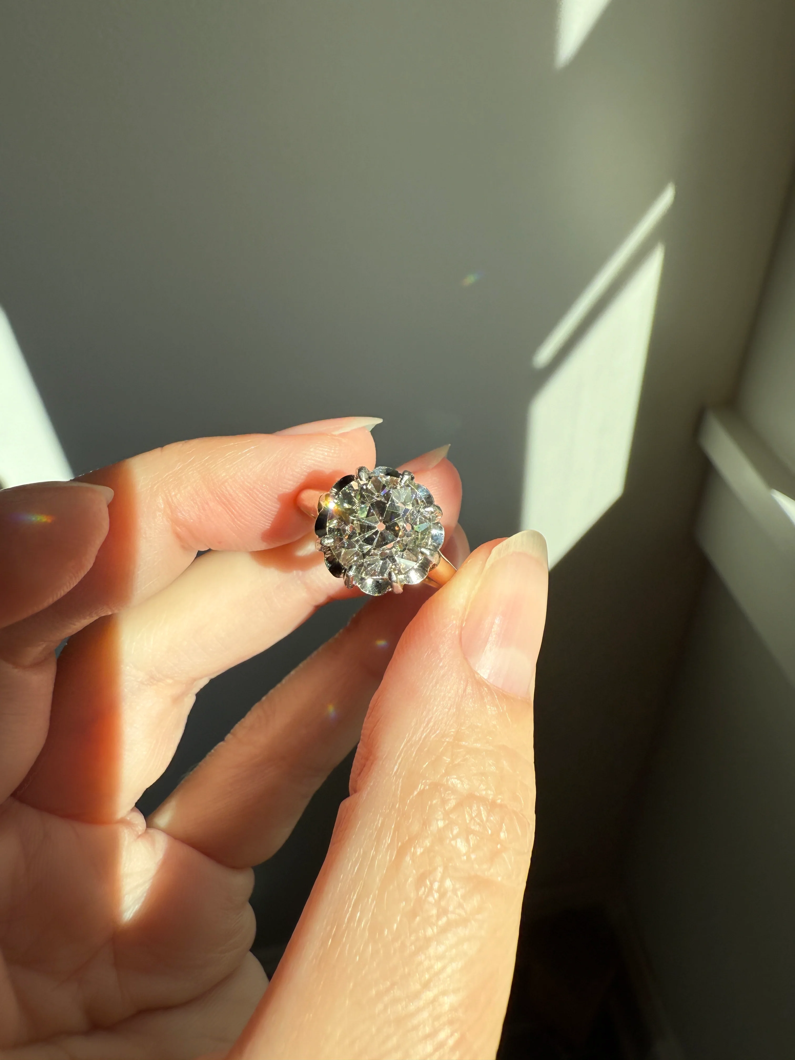 Special French Original Antique 3.5 CARAT Old European Cut DIAMOND Eye Clean Solitaire Engagement Ring 18k Rosy Gold Platinum Fiery OEC - Image 30