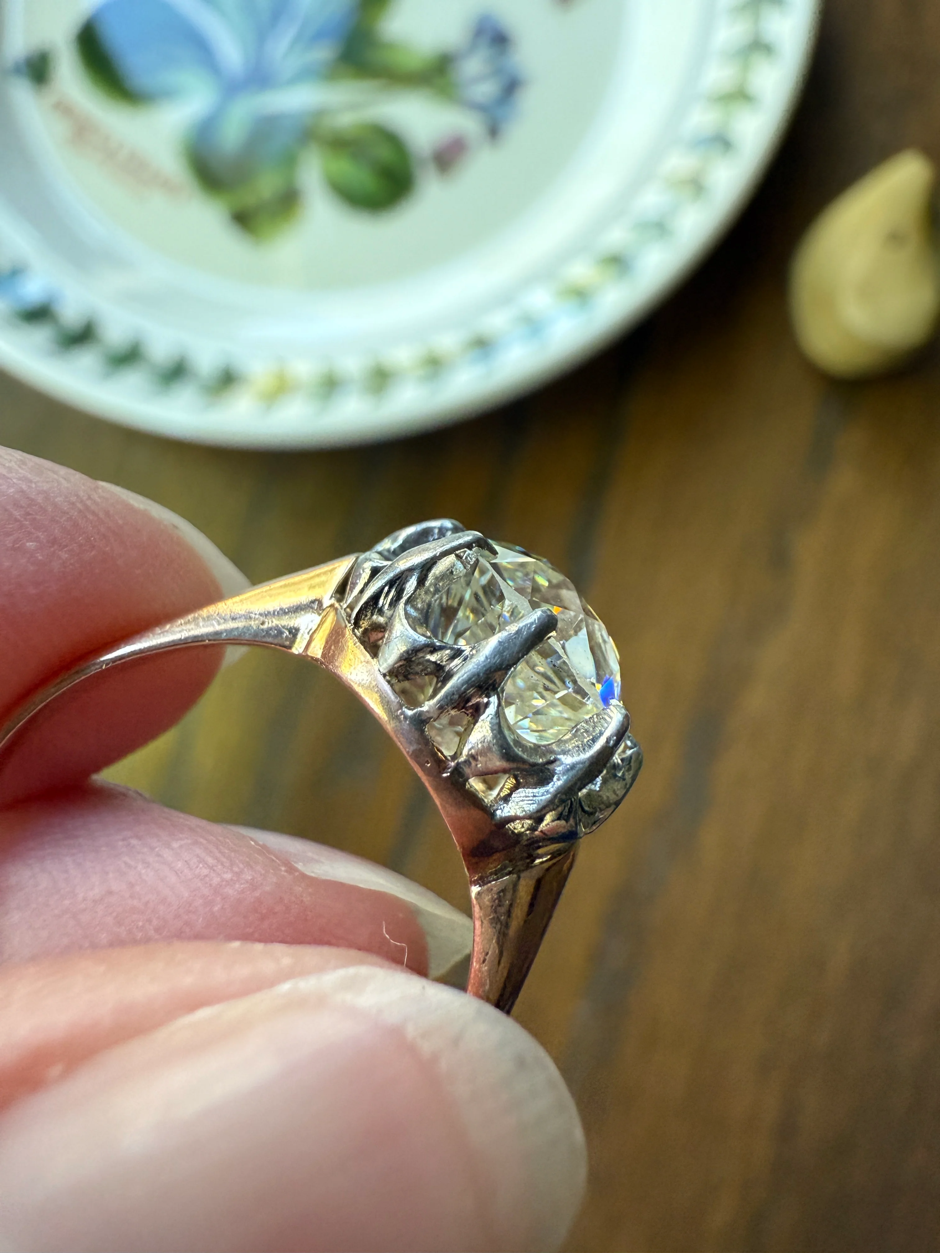 Special French Original Antique 3.5 CARAT Old European Cut DIAMOND Eye Clean Solitaire Engagement Ring 18k Rosy Gold Platinum Fiery OEC - Image 31
