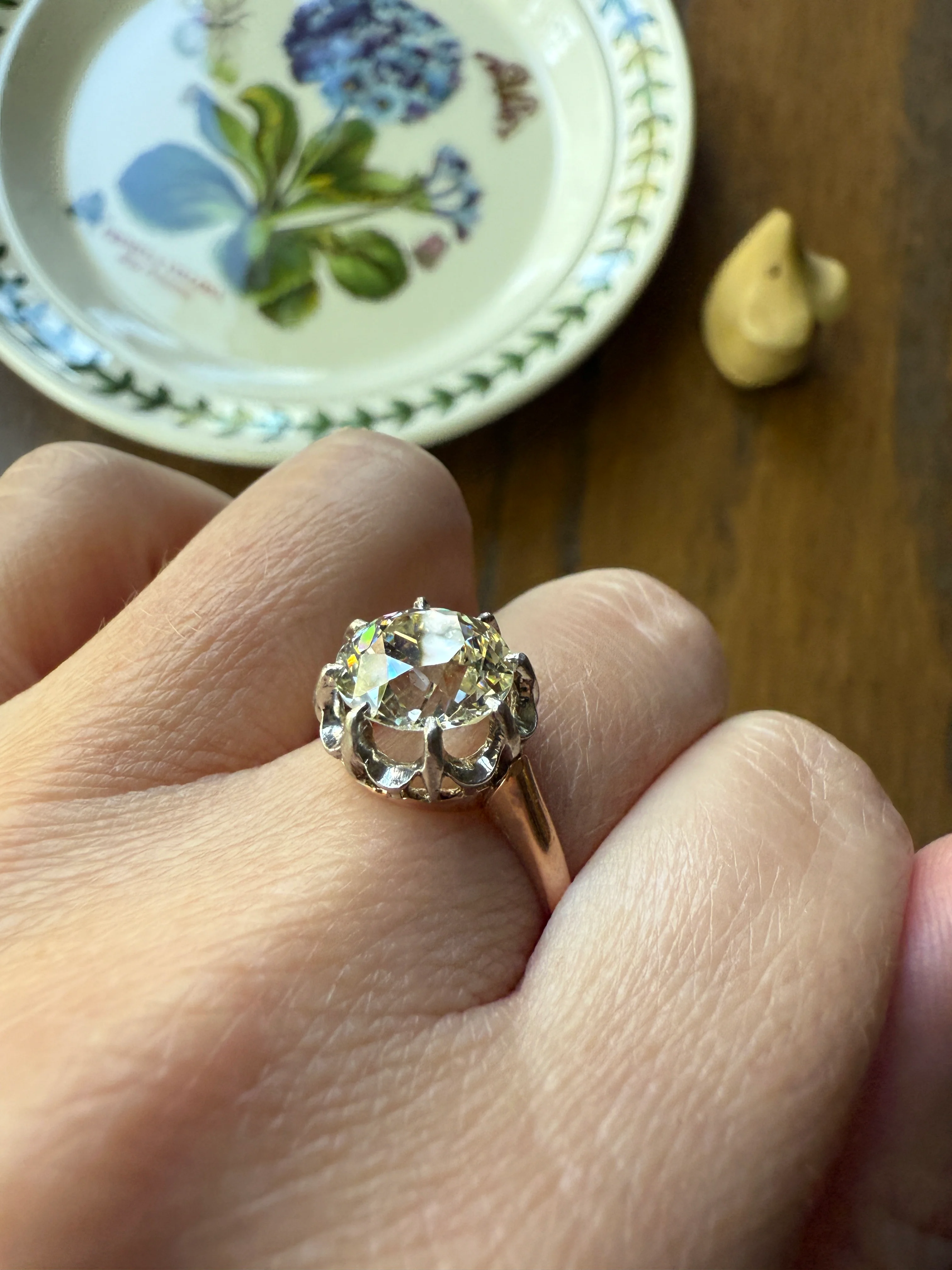 Special French Original Antique 3.5 CARAT Old European Cut DIAMOND Eye Clean Solitaire Engagement Ring 18k Rosy Gold Platinum Fiery OEC - Image 34