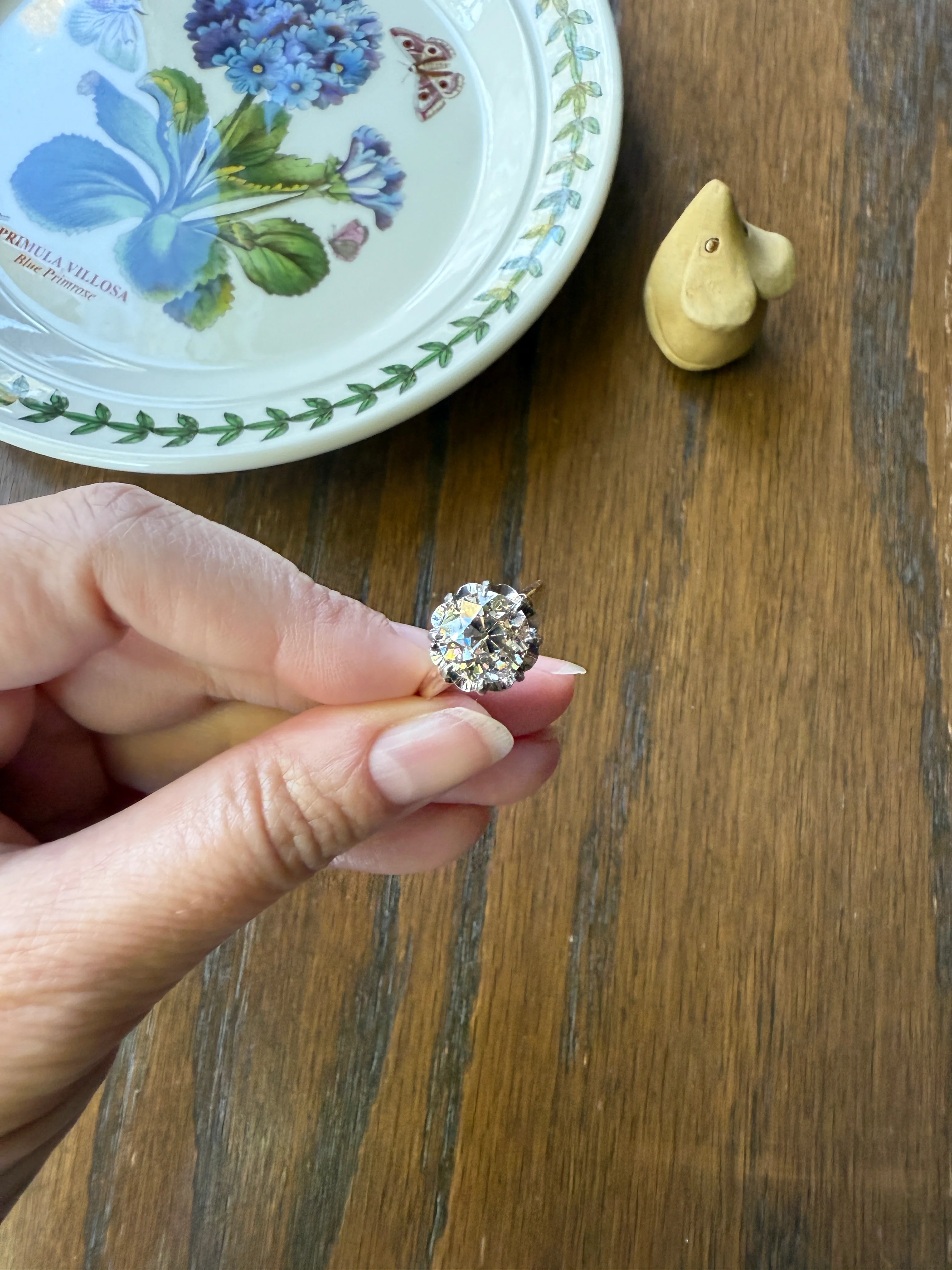 Special French Original Antique 3.5 CARAT Old European Cut DIAMOND Eye Clean Solitaire Engagement Ring 18k Rosy Gold Platinum Fiery OEC - Image 35