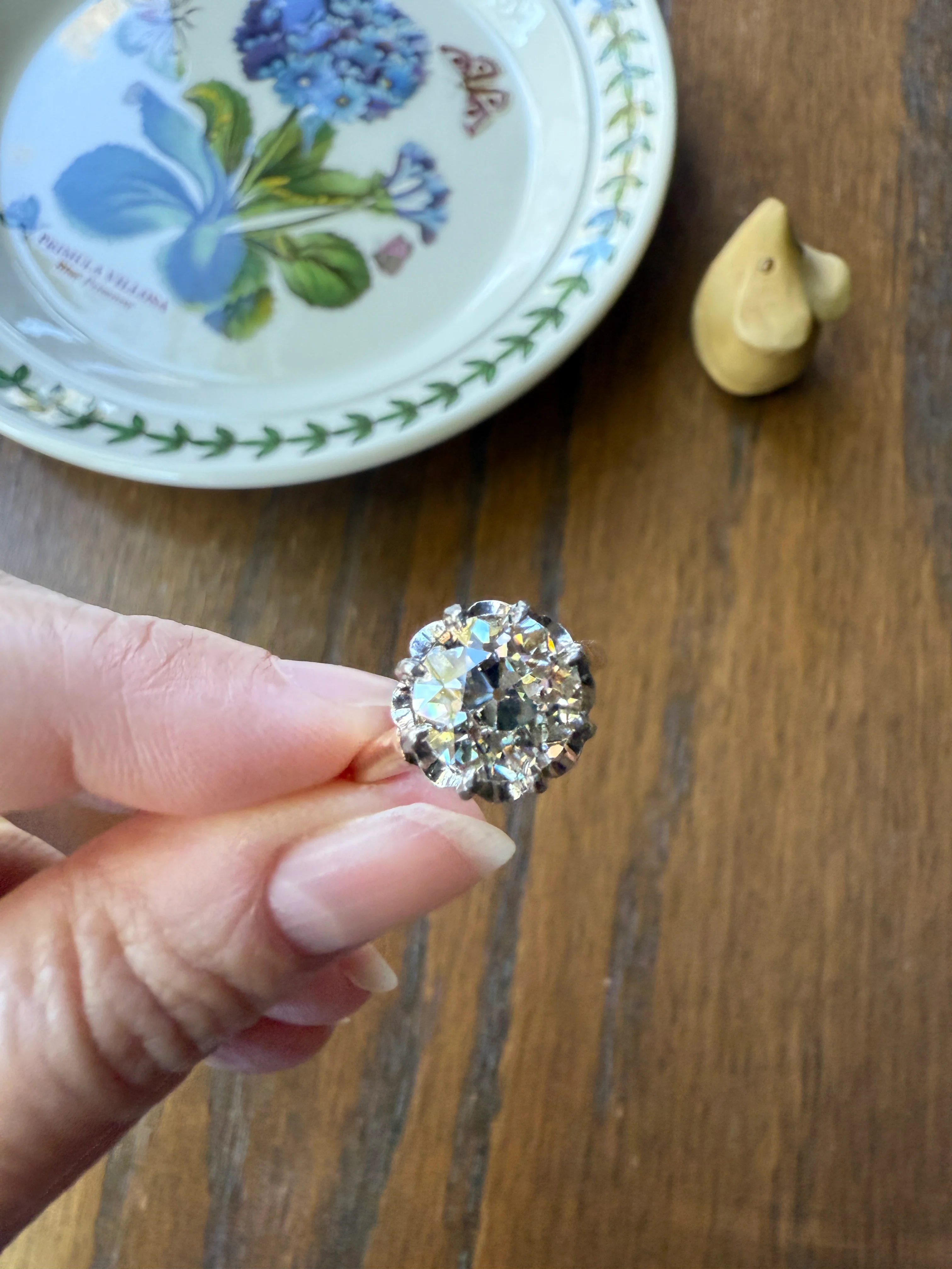 Special French Original Antique 3.5 CARAT Old European Cut DIAMOND Eye Clean Solitaire Engagement Ring 18k Rosy Gold Platinum Fiery OEC - Image 36