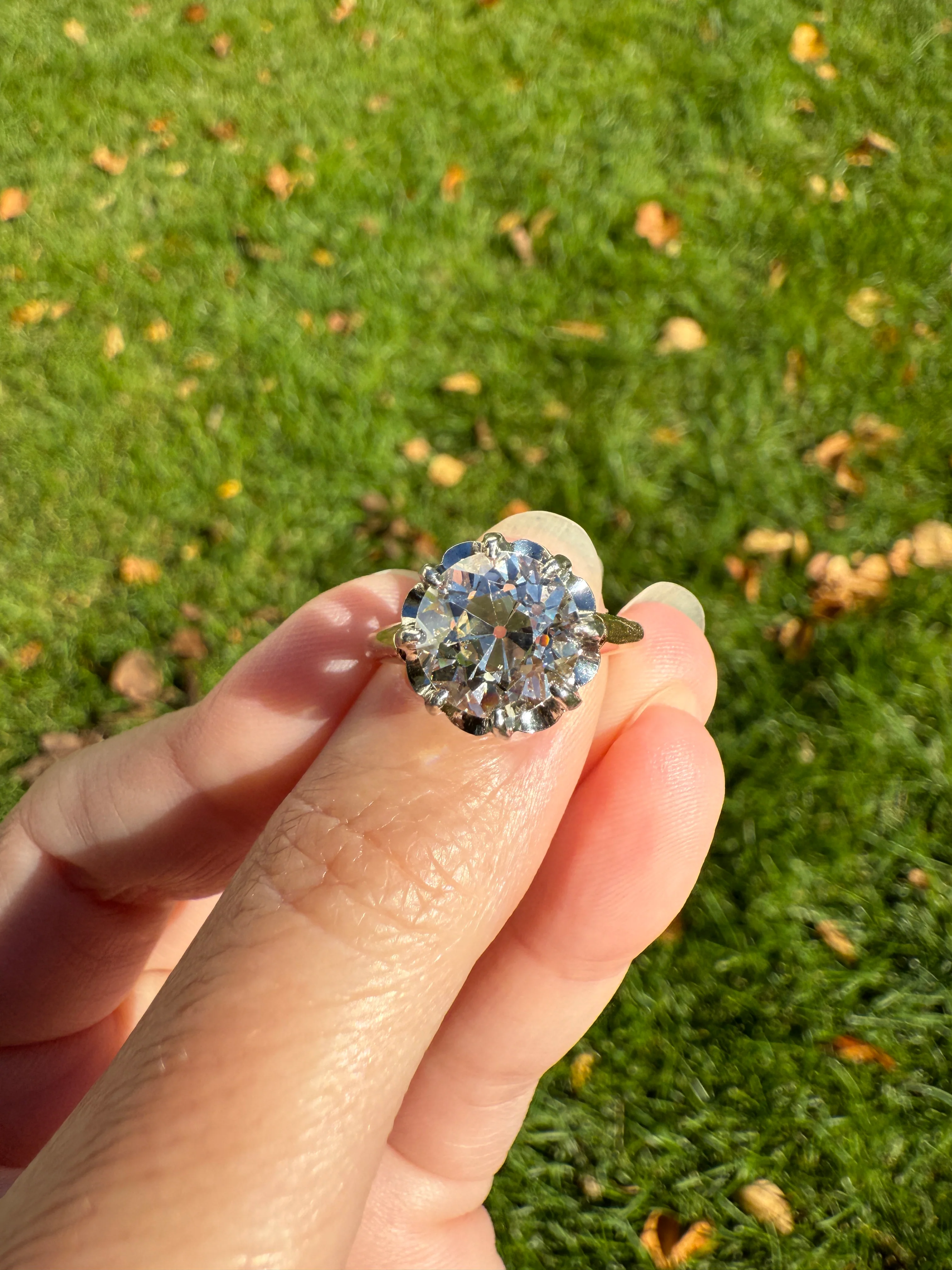 Special French Original Antique 3.5 CARAT Old European Cut DIAMOND Eye Clean Solitaire Engagement Ring 18k Rosy Gold Platinum Fiery OEC - Image 38