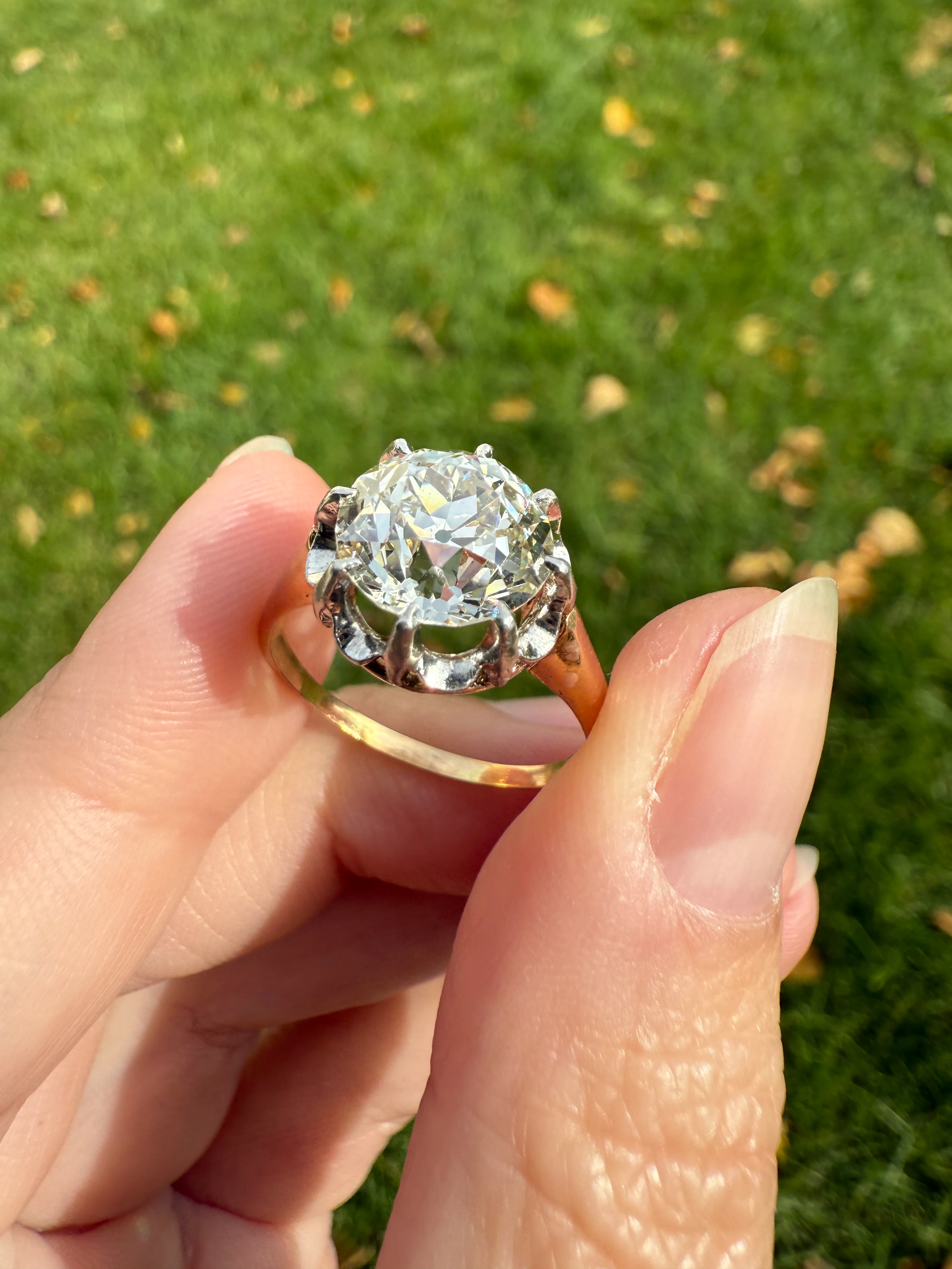 Special French Original Antique 3.5 CARAT Old European Cut DIAMOND Eye Clean Solitaire Engagement Ring 18k Rosy Gold Platinum Fiery OEC - Image 40