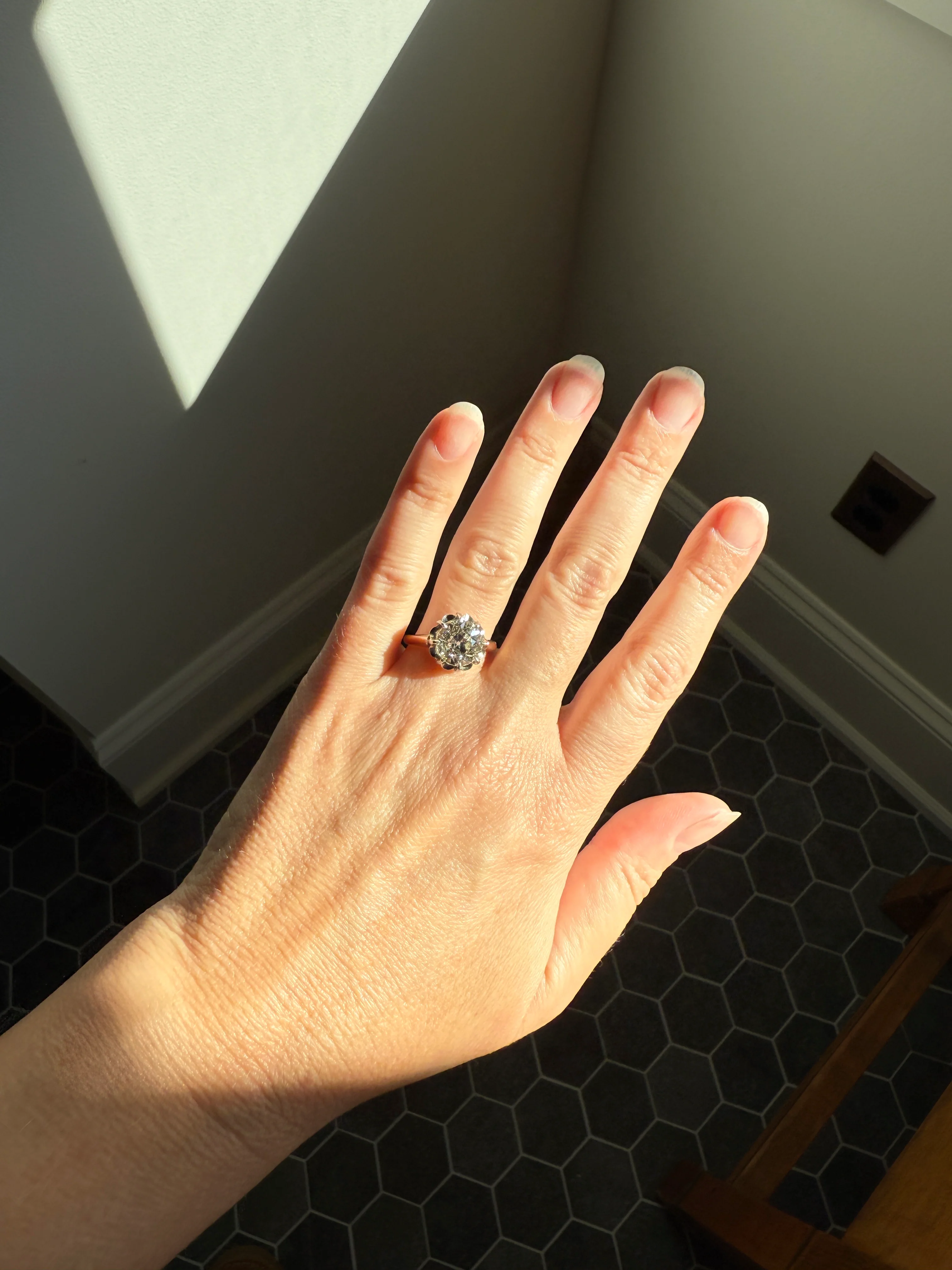 Special French Original Antique 3.5 CARAT Old European Cut DIAMOND Eye Clean Solitaire Engagement Ring 18k Rosy Gold Platinum Fiery OEC - Image 42