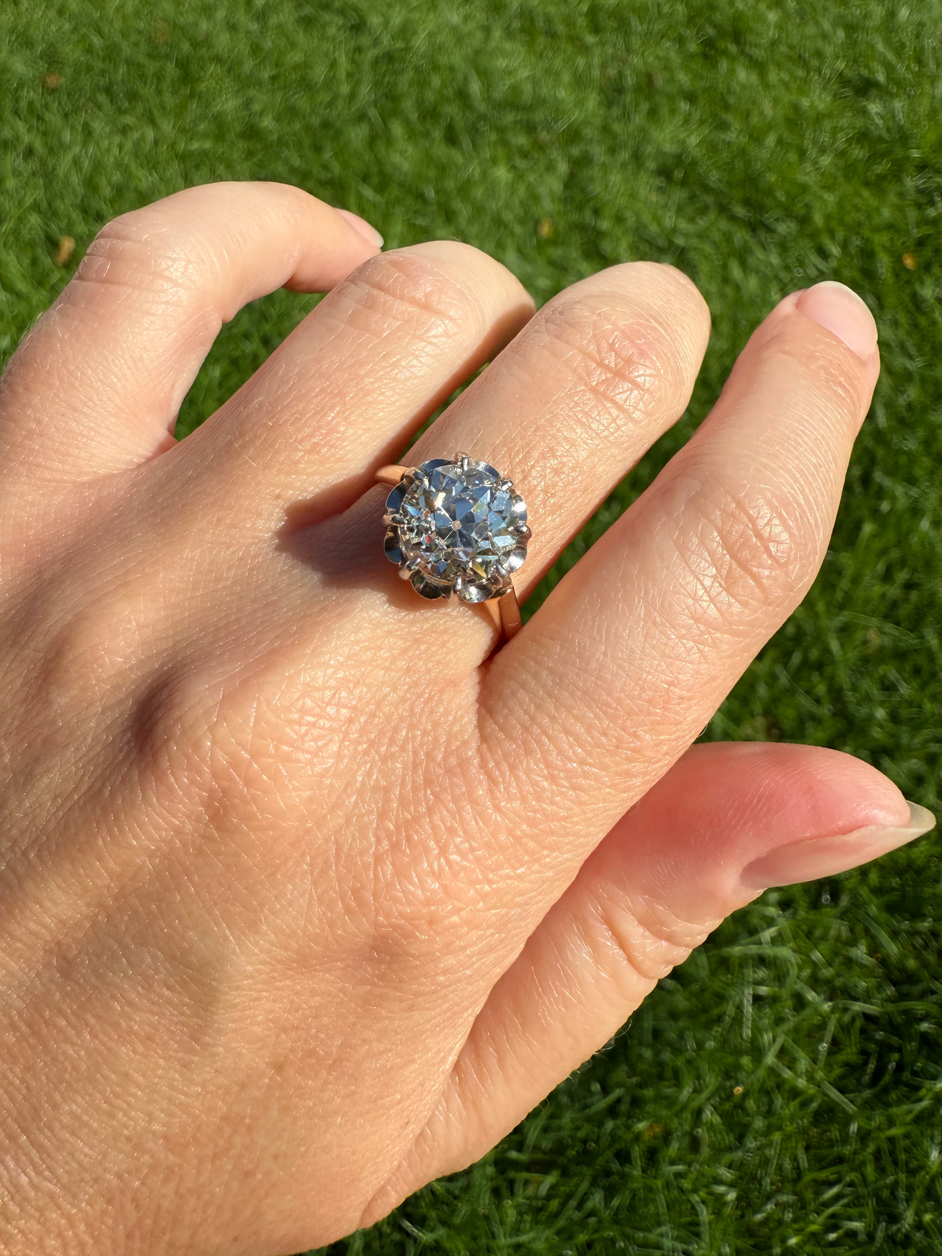 Special French Original Antique 3.5 CARAT Old European Cut DIAMOND Eye Clean Solitaire Engagement Ring 18k Rosy Gold Platinum Fiery OEC - Image 43