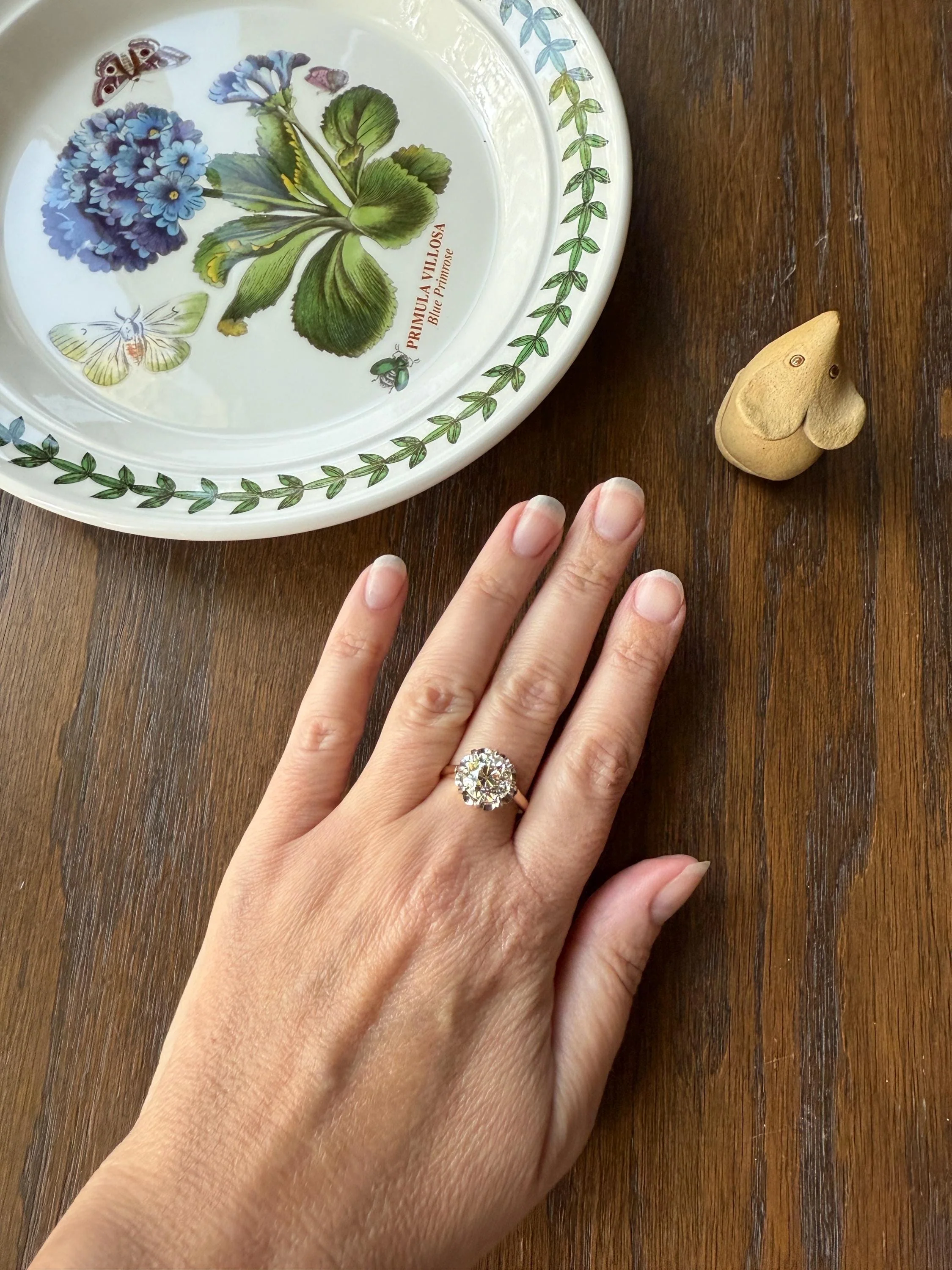 Special French Original Antique 3.5 CARAT Old European Cut DIAMOND Eye Clean Solitaire Engagement Ring 18k Rosy Gold Platinum Fiery OEC - Image 7