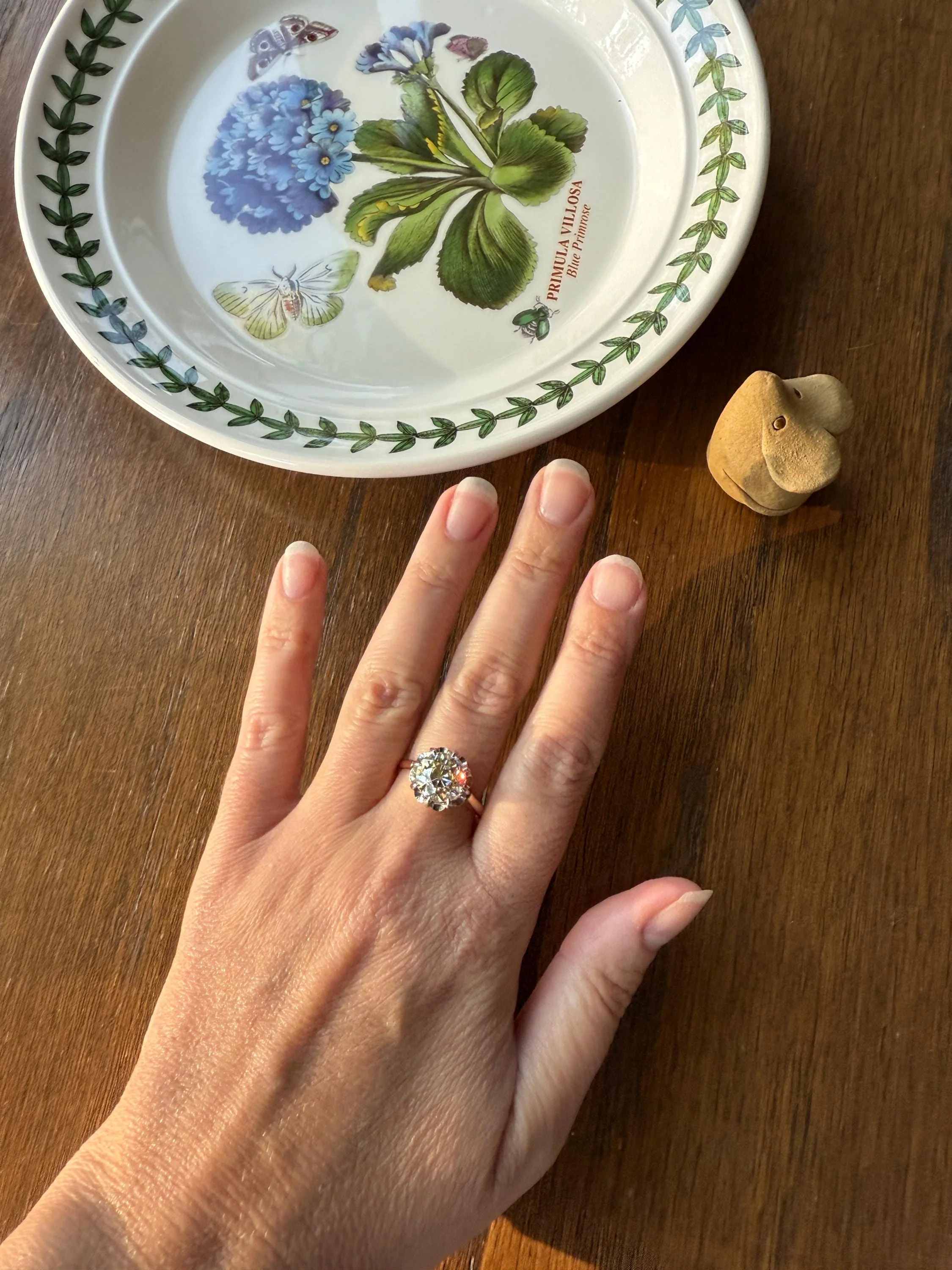 Special French Original Antique 3.5 CARAT Old European Cut DIAMOND Eye Clean Solitaire Engagement Ring 18k Rosy Gold Platinum Fiery OEC - Image 8
