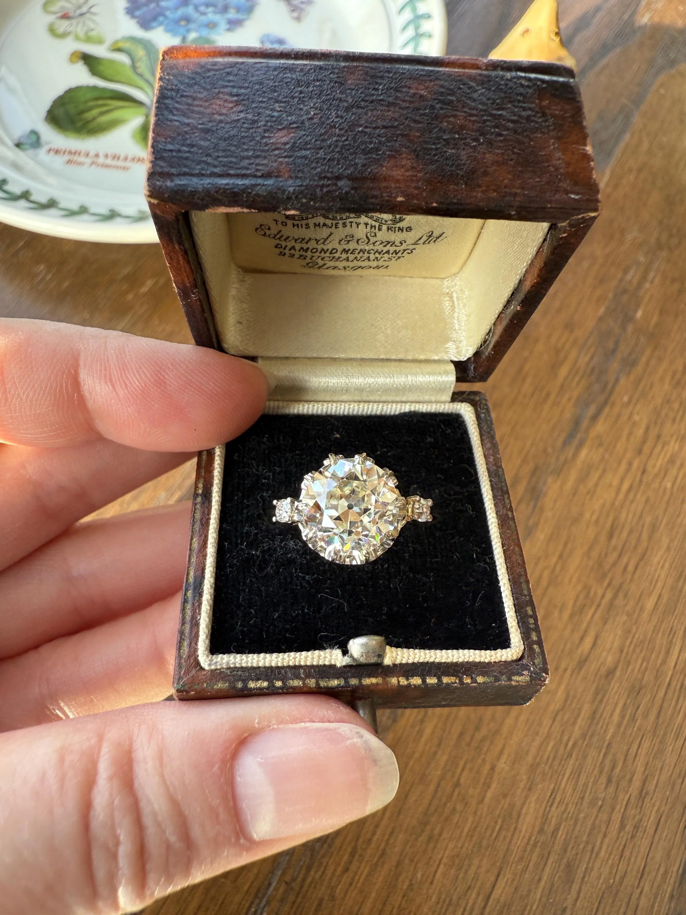 Special French Original Antique 4.07 CARAT Natural Old European Cut DIAMOND Eye Clean Solitaire Engagement Ring 18k Rosy Gold Platinum - Image 10
