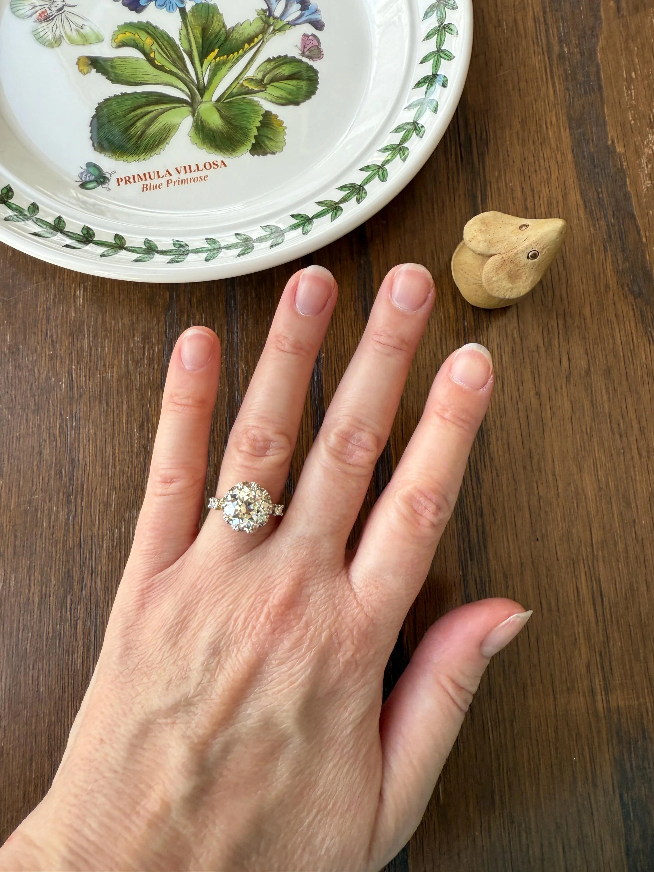 Special French Original Antique 4.07 CARAT Natural Old European Cut DIAMOND Eye Clean Solitaire Engagement Ring 18k Rosy Gold Platinum - Image 11