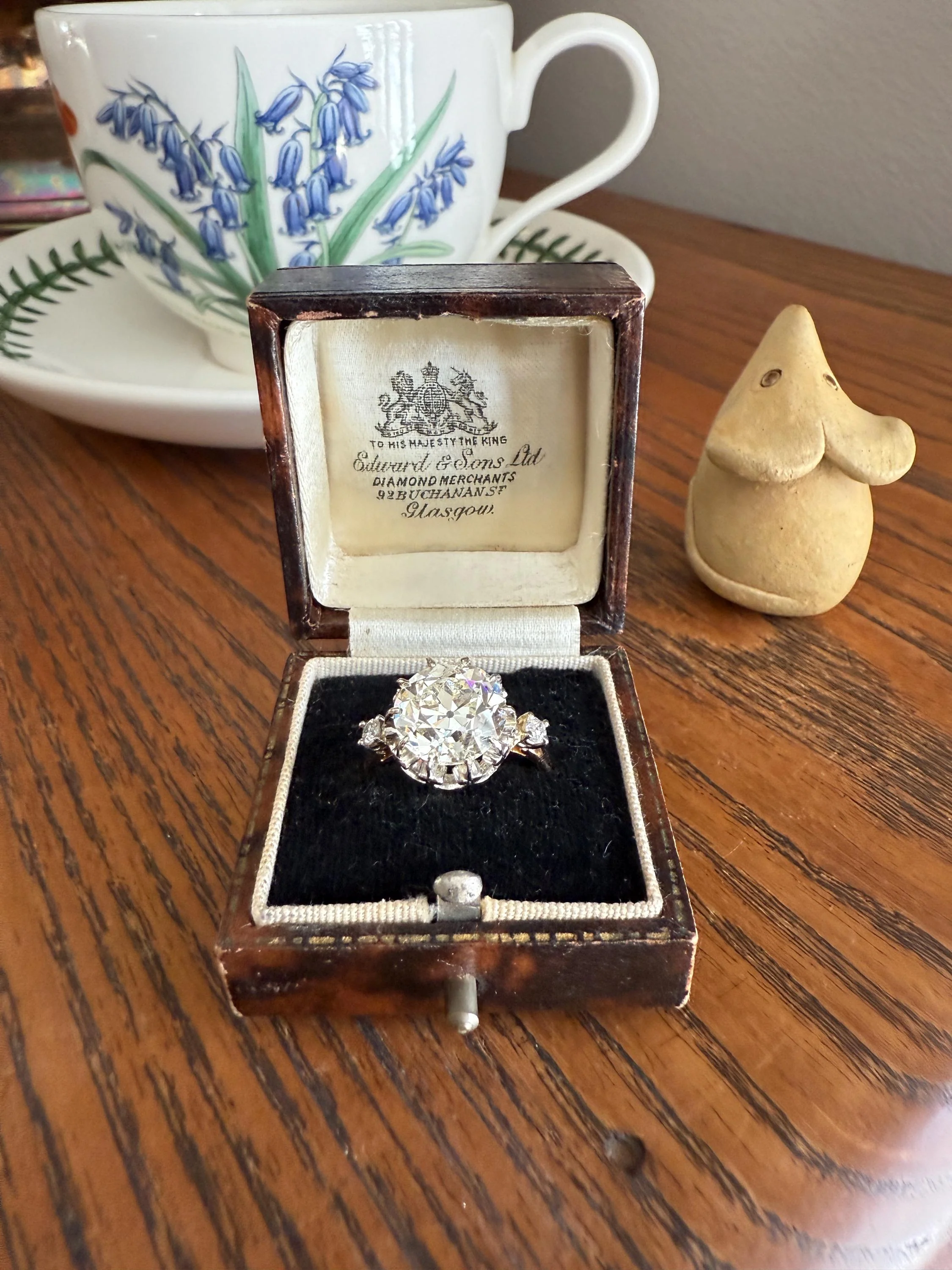 Special French Original Antique 4.07 CARAT Natural Old European Cut DIAMOND Eye Clean Solitaire Engagement Ring 18k Rosy Gold Platinum - Image 12