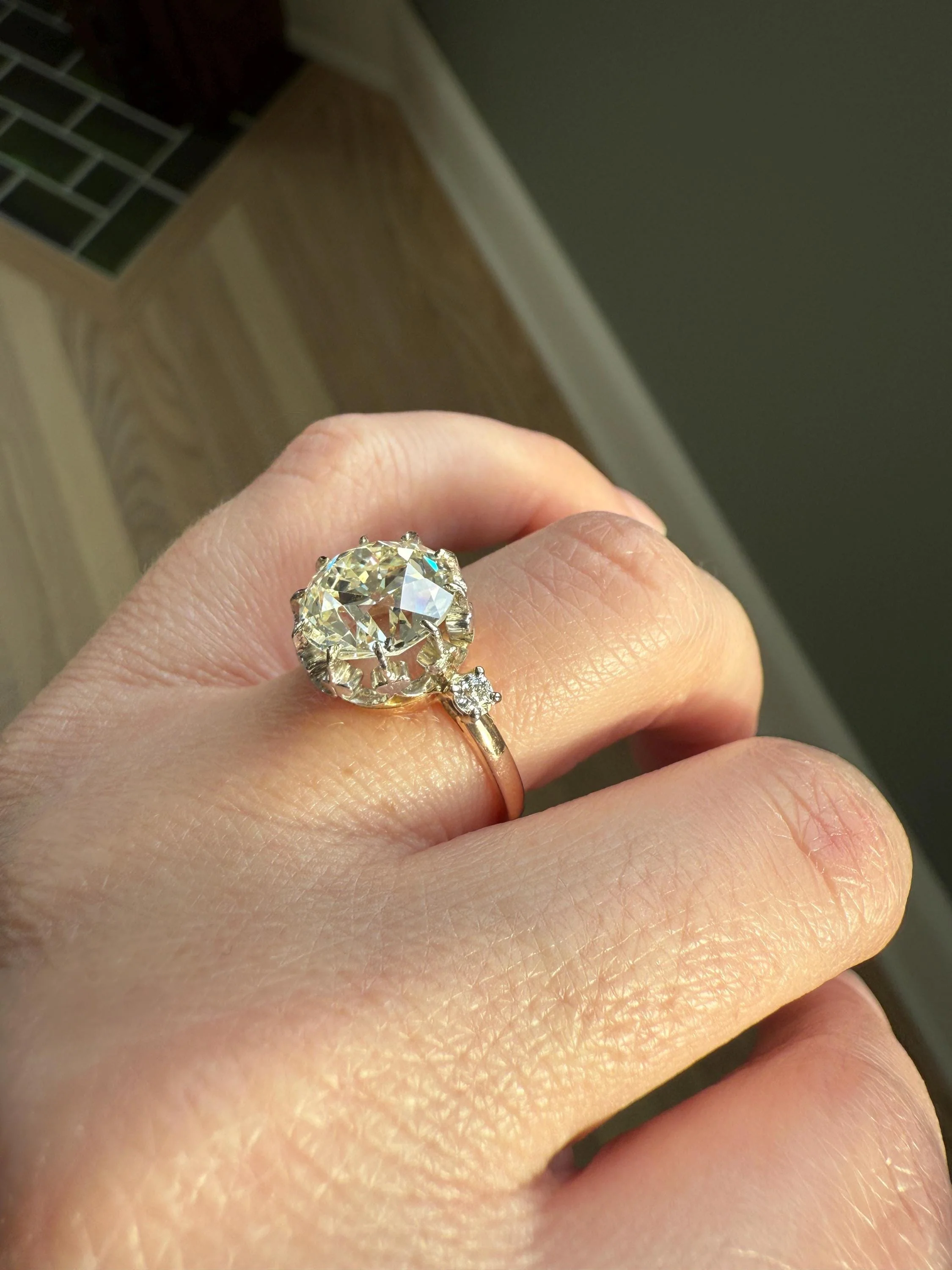 Special French Original Antique 4.07 CARAT Natural Old European Cut DIAMOND Eye Clean Solitaire Engagement Ring 18k Rosy Gold Platinum - Image 13