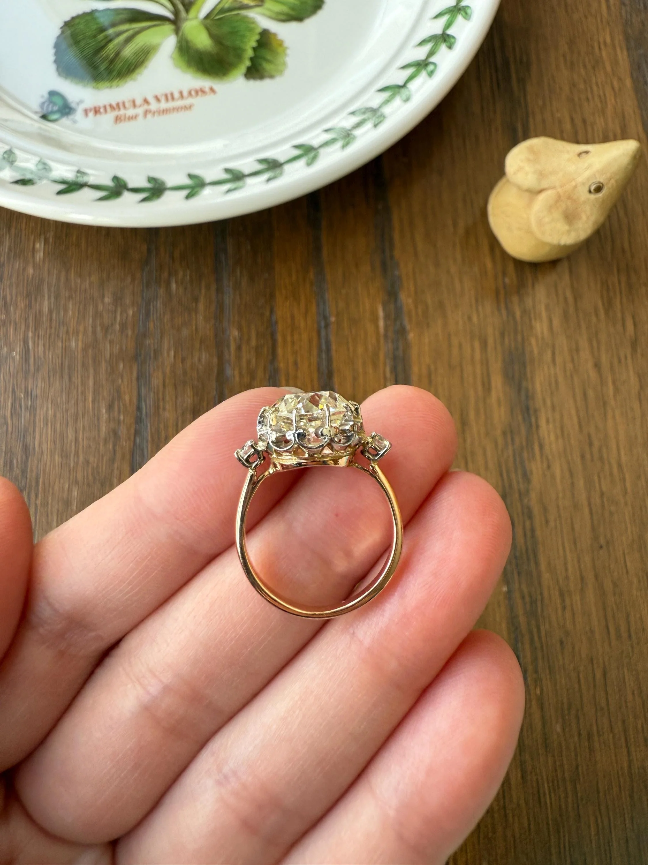 Special French Original Antique 4.07 CARAT Natural Old European Cut DIAMOND Eye Clean Solitaire Engagement Ring 18k Rosy Gold Platinum - Image 17