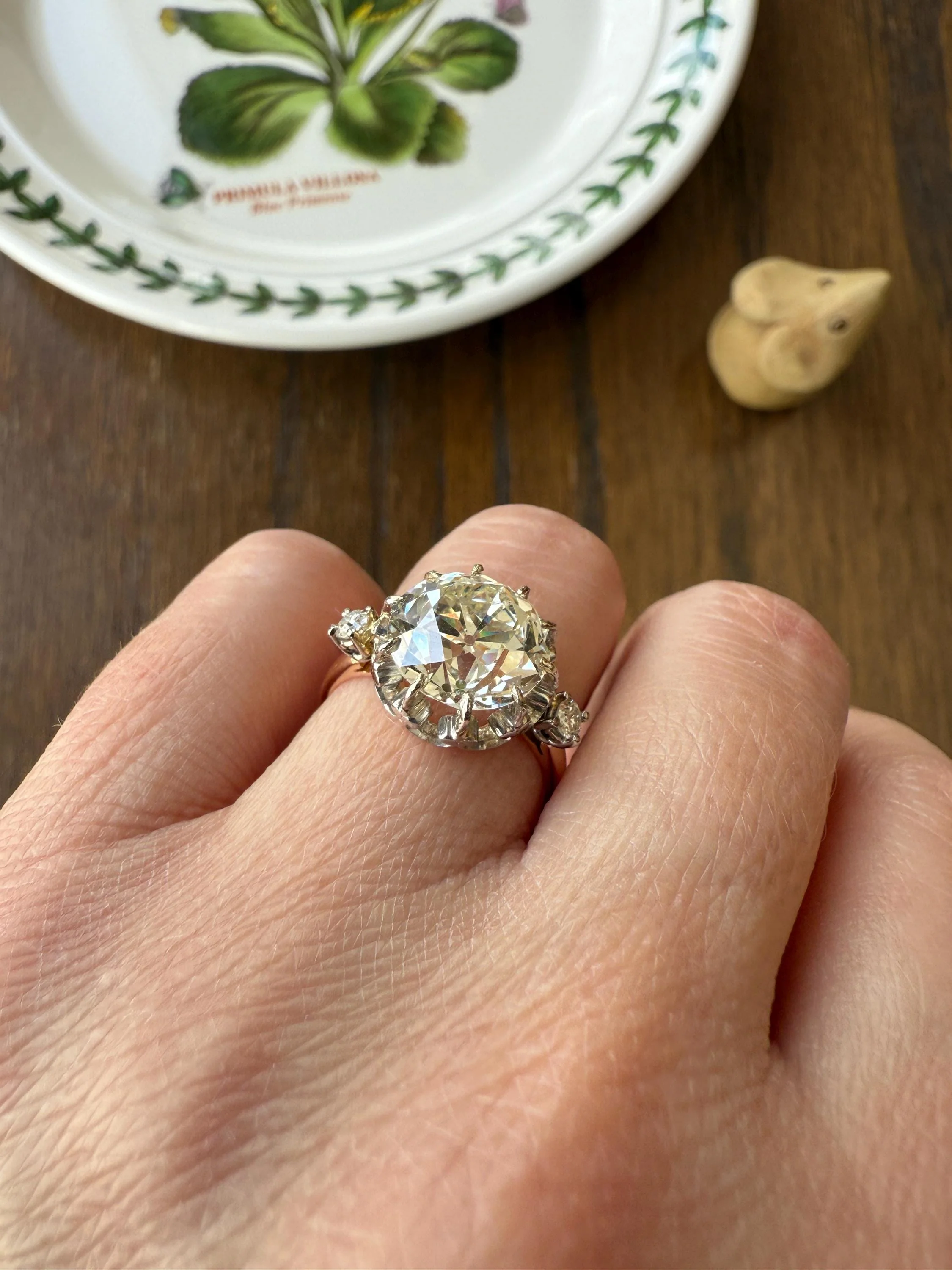 Special French Original Antique 4.07 CARAT Natural Old European Cut DIAMOND Eye Clean Solitaire Engagement Ring 18k Rosy Gold Platinum - Image 18