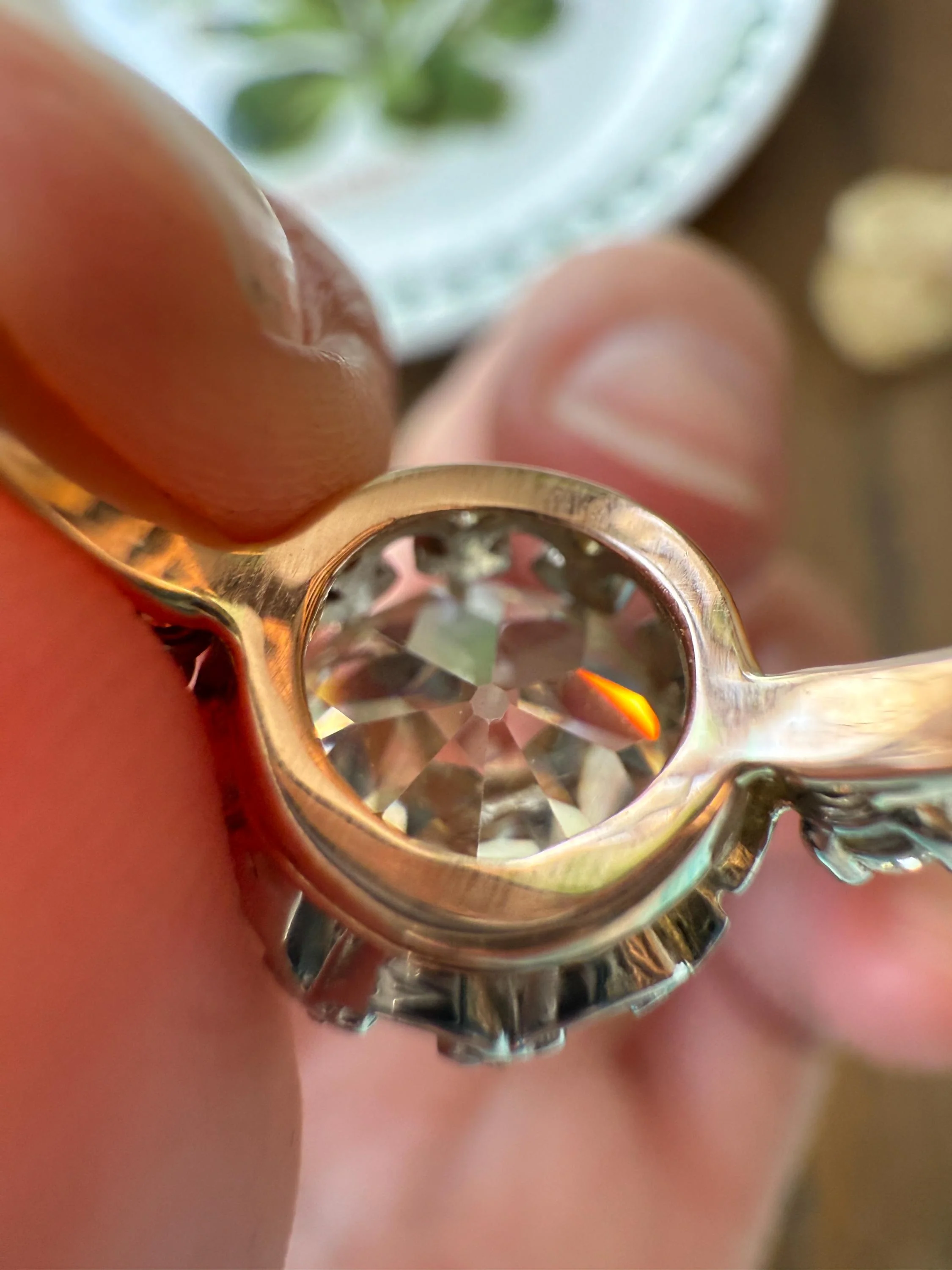 Special French Original Antique 4.07 CARAT Natural Old European Cut DIAMOND Eye Clean Solitaire Engagement Ring 18k Rosy Gold Platinum - Image 19
