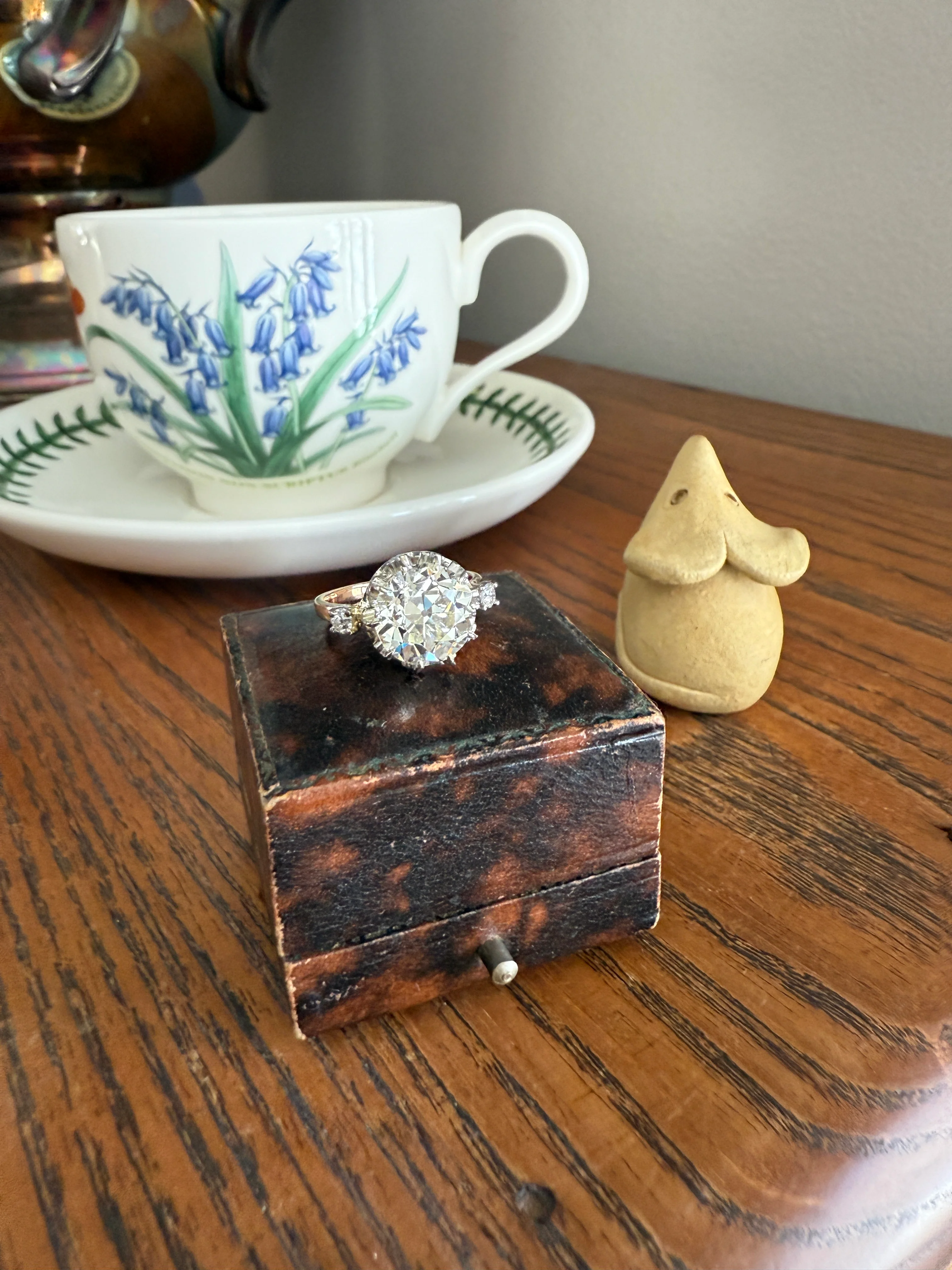 Special French Original Antique 4.07 CARAT Natural Old European Cut DIAMOND Eye Clean Solitaire Engagement Ring 18k Rosy Gold Platinum - Image 22
