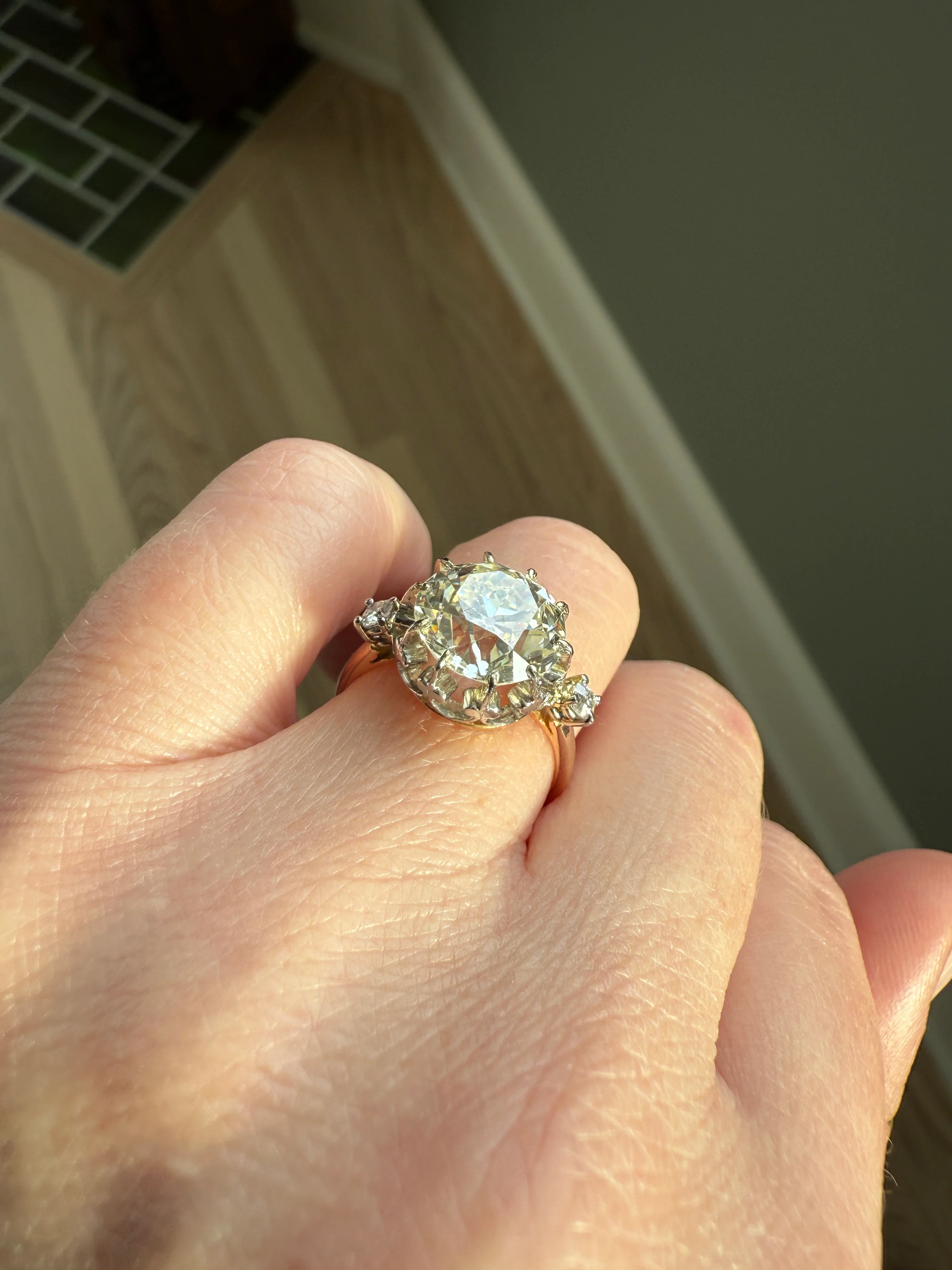 Special French Original Antique 4.07 CARAT Natural Old European Cut DIAMOND Eye Clean Solitaire Engagement Ring 18k Rosy Gold Platinum - Image 25