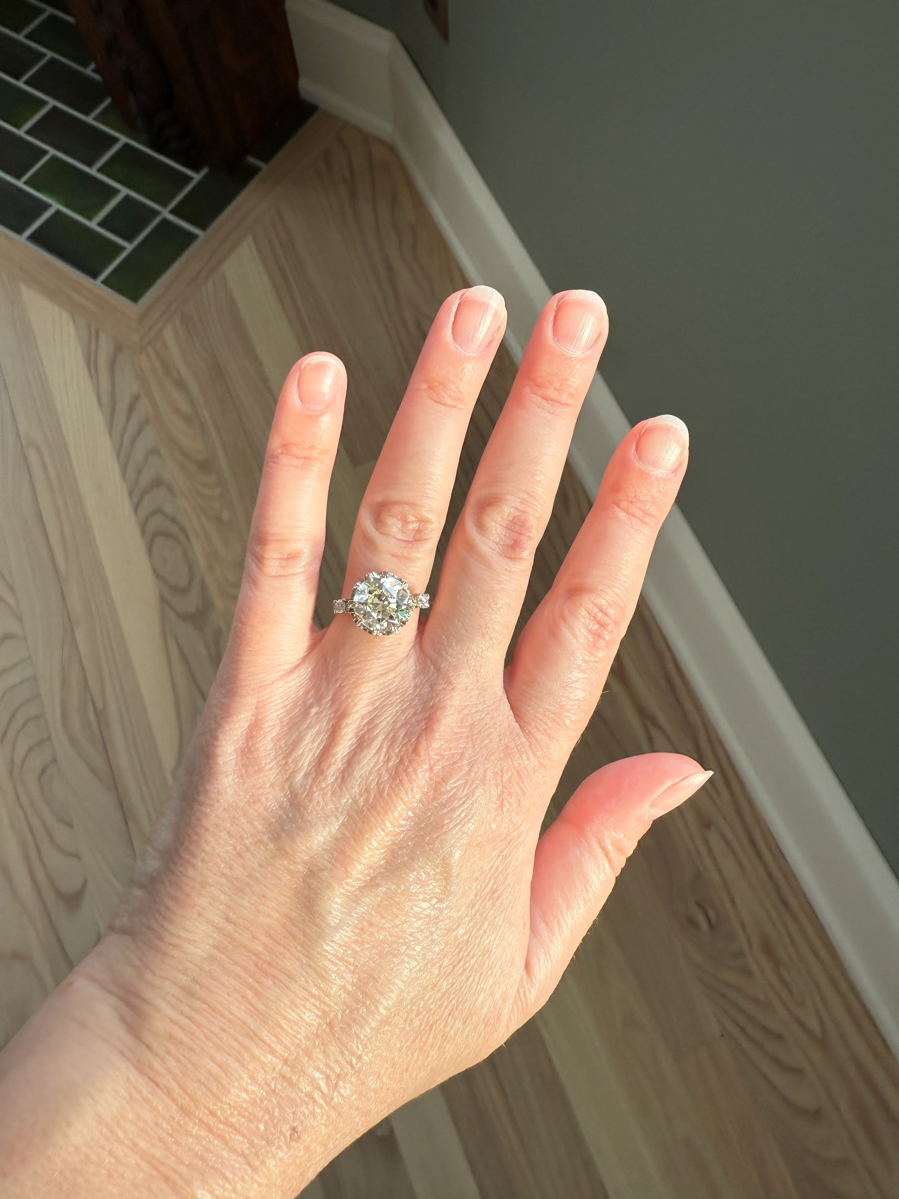 Special French Original Antique 4.07 CARAT Natural Old European Cut DIAMOND Eye Clean Solitaire Engagement Ring 18k Rosy Gold Platinum - Image 26