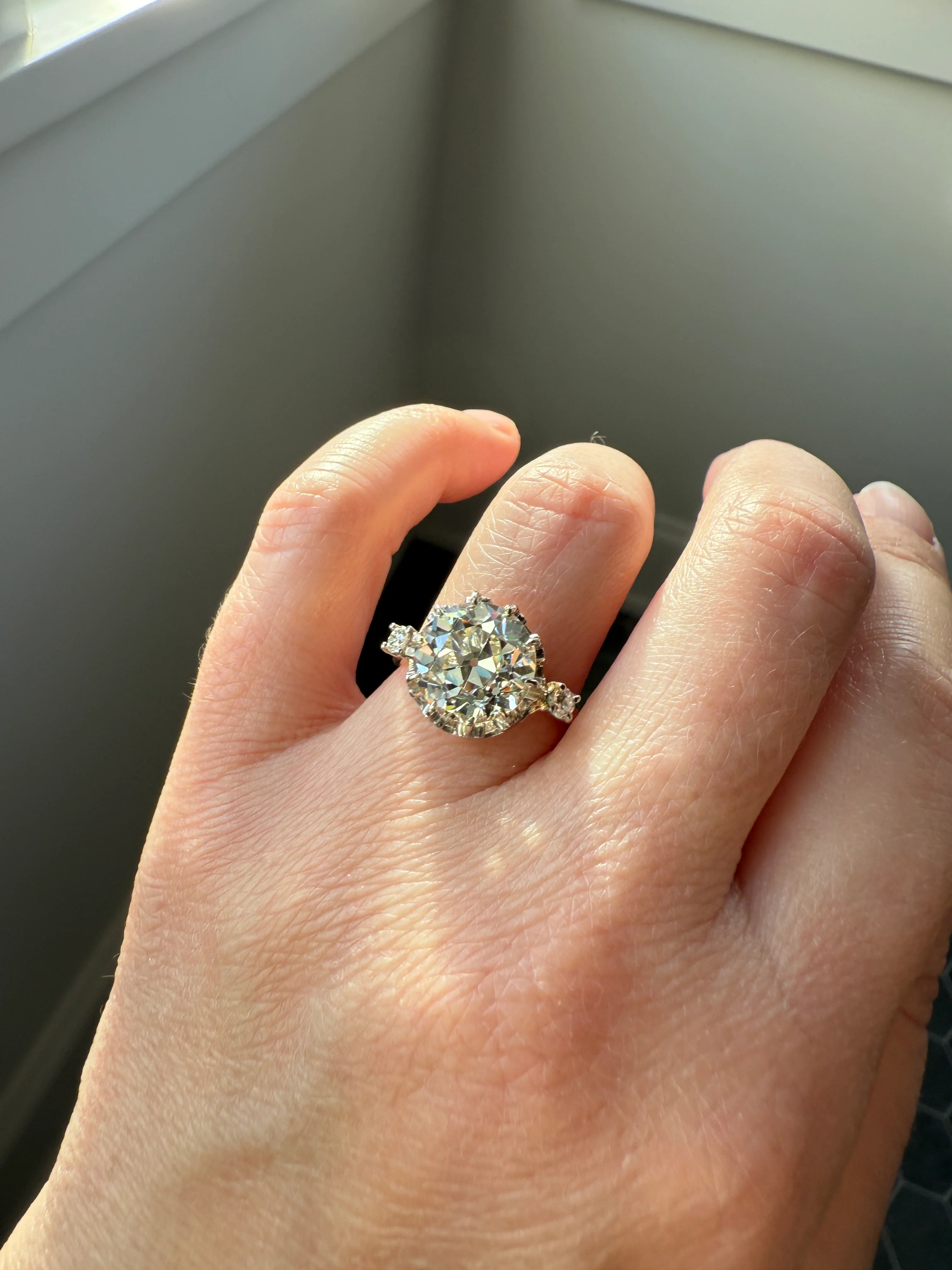Special French Original Antique 4.07 CARAT Natural Old European Cut DIAMOND Eye Clean Solitaire Engagement Ring 18k Rosy Gold Platinum - Image 27