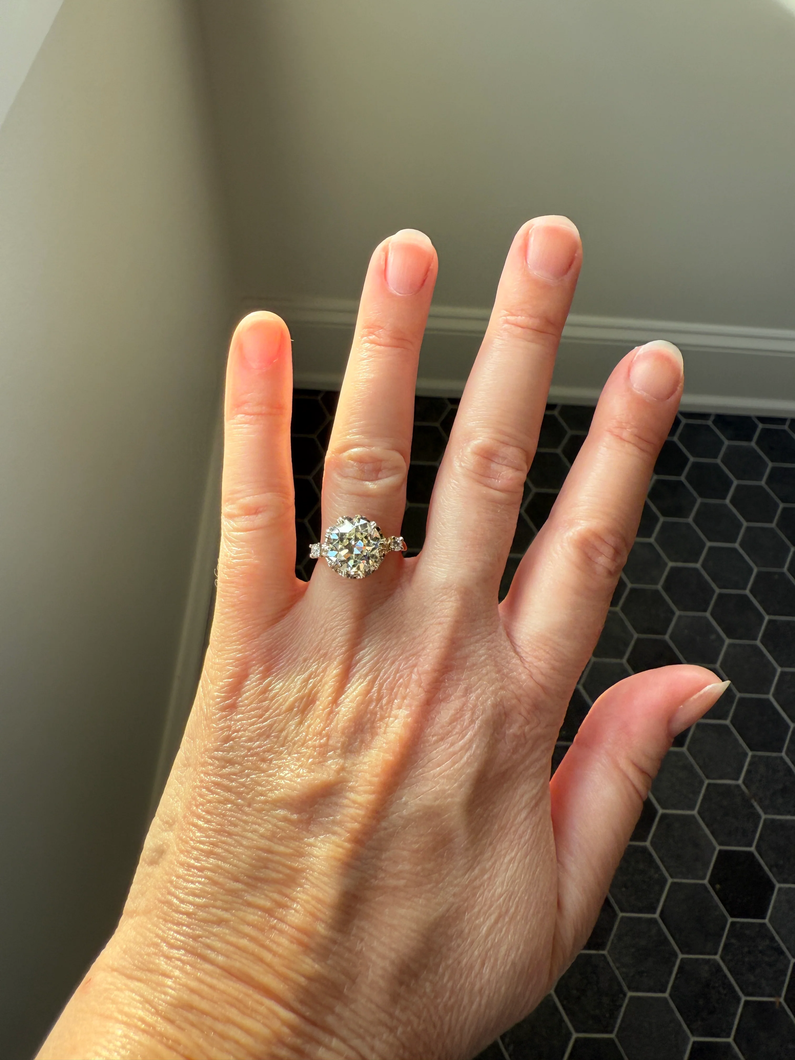 Special French Original Antique 4.07 CARAT Natural Old European Cut DIAMOND Eye Clean Solitaire Engagement Ring 18k Rosy Gold Platinum - Image 29