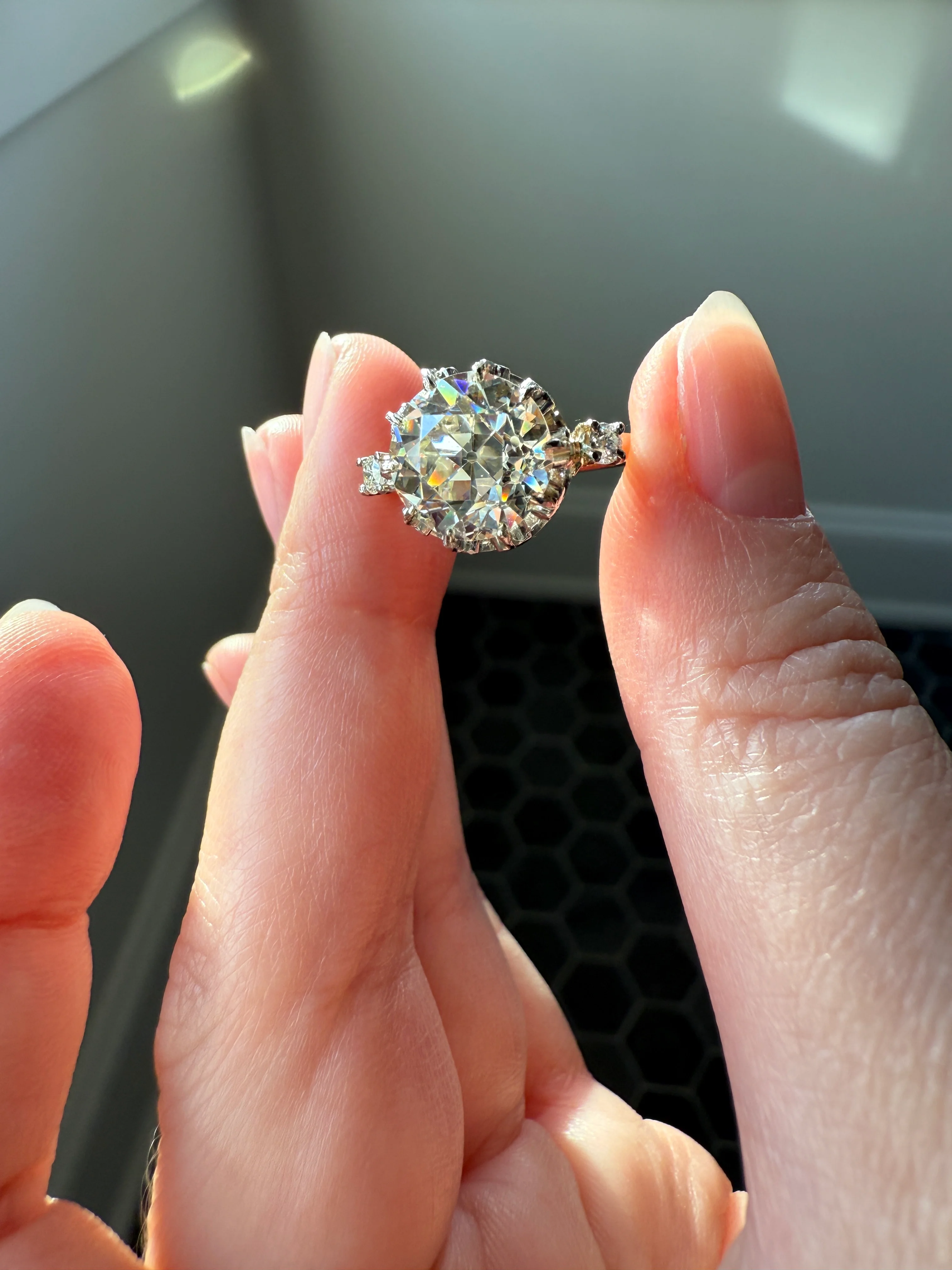Special French Original Antique 4.07 CARAT Natural Old European Cut DIAMOND Eye Clean Solitaire Engagement Ring 18k Rosy Gold Platinum - Image 31