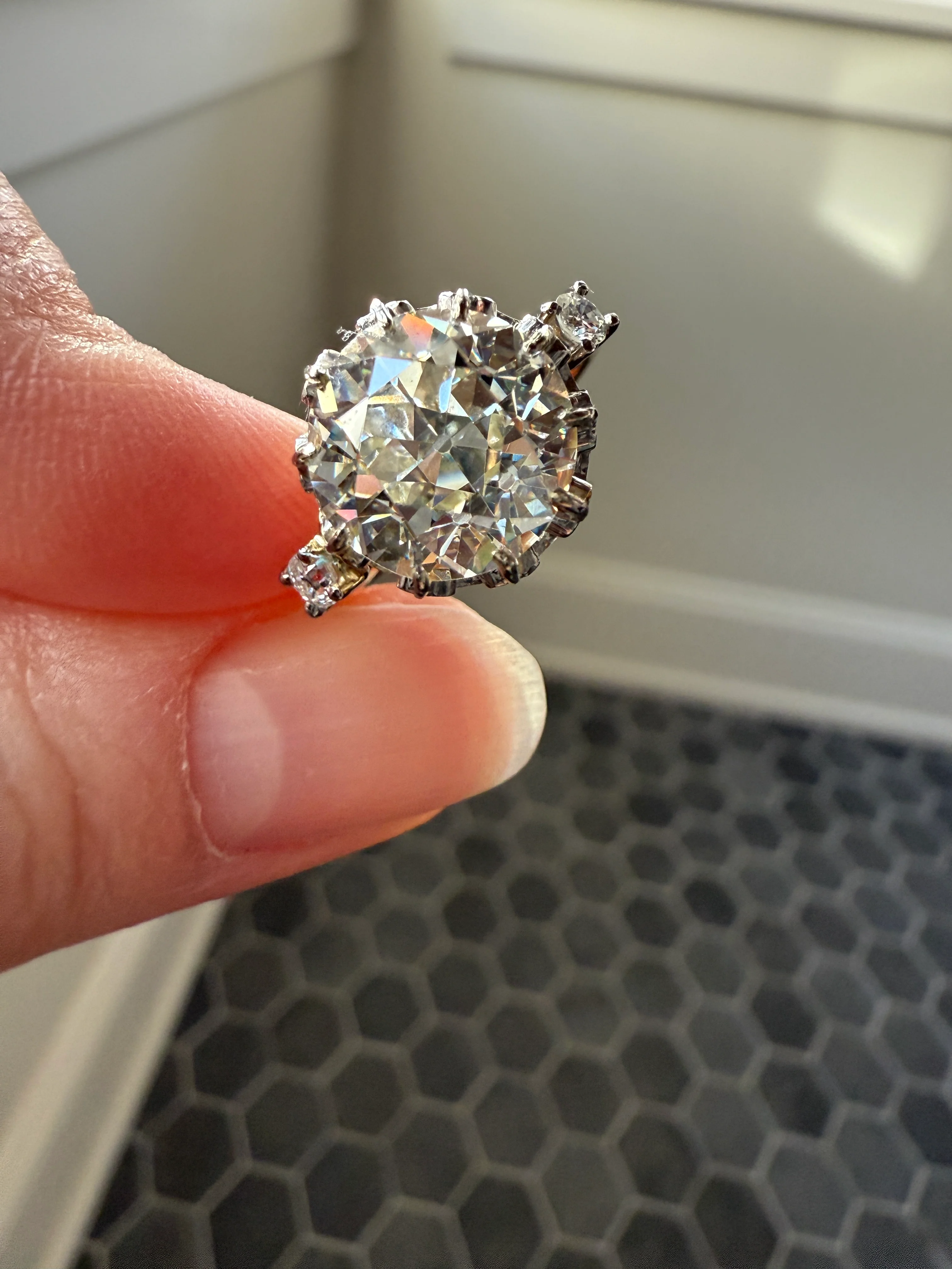 Special French Original Antique 4.07 CARAT Natural Old European Cut DIAMOND Eye Clean Solitaire Engagement Ring 18k Rosy Gold Platinum - Image 32