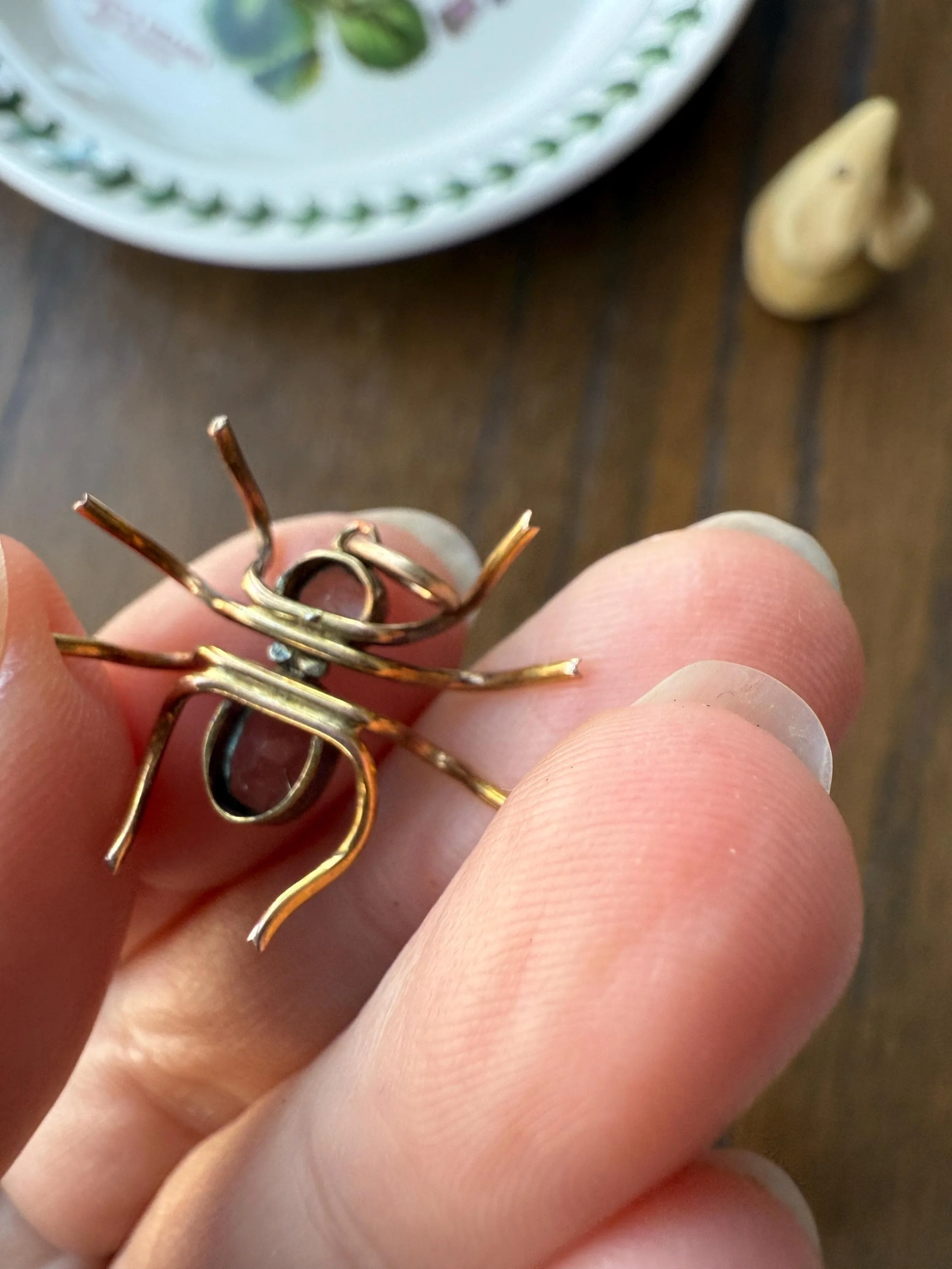 SPIDER Victorian Antique Figural 10k Gold Light Blue Paste Aquamarine Pendant Bugs Insects - Image 20