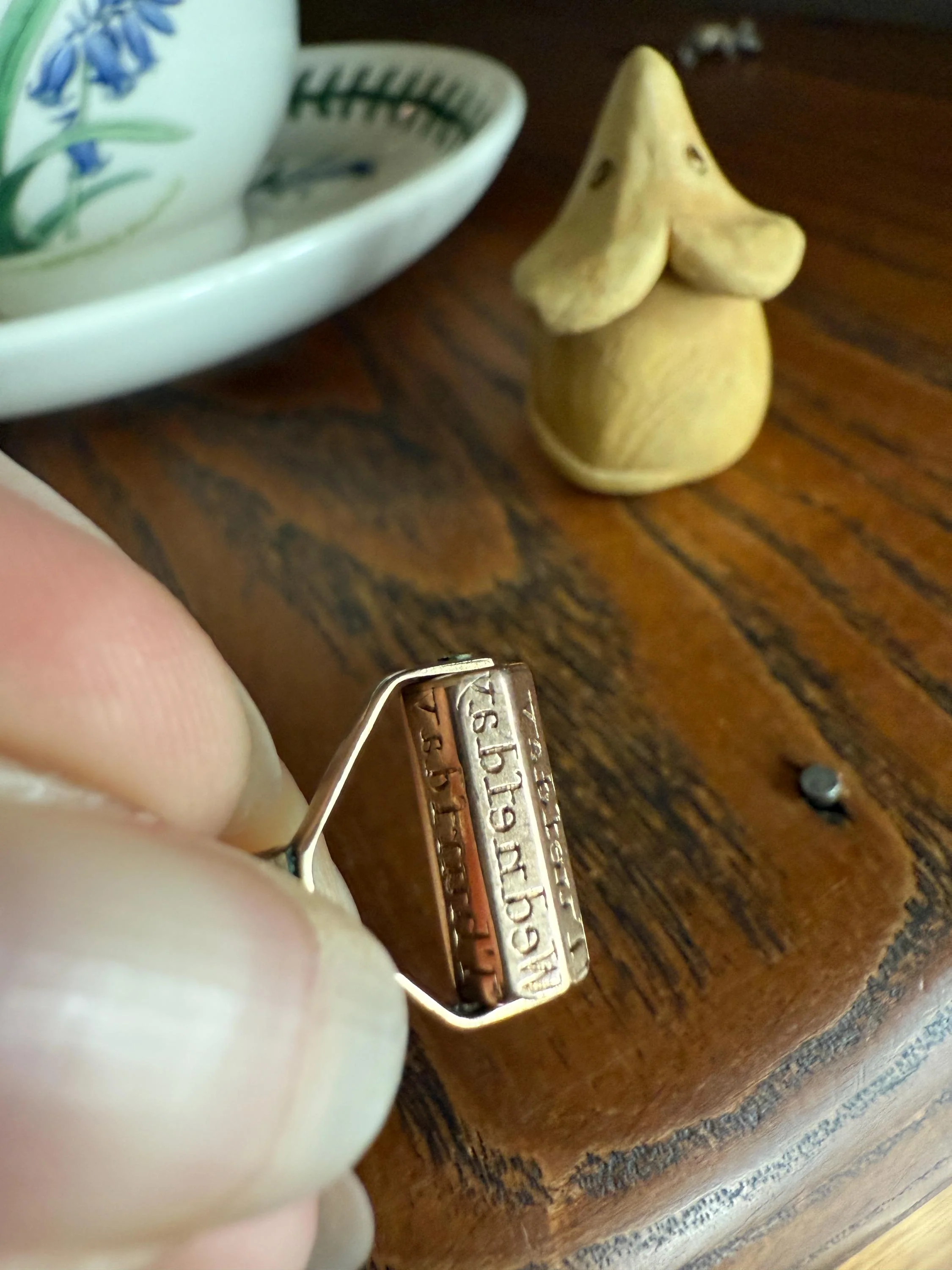 SPINNER Days of the Week Fob 10k Gold Engraved Reverse Intaglio Mini Wax Seal Pendant Antique Victorian - Image 8