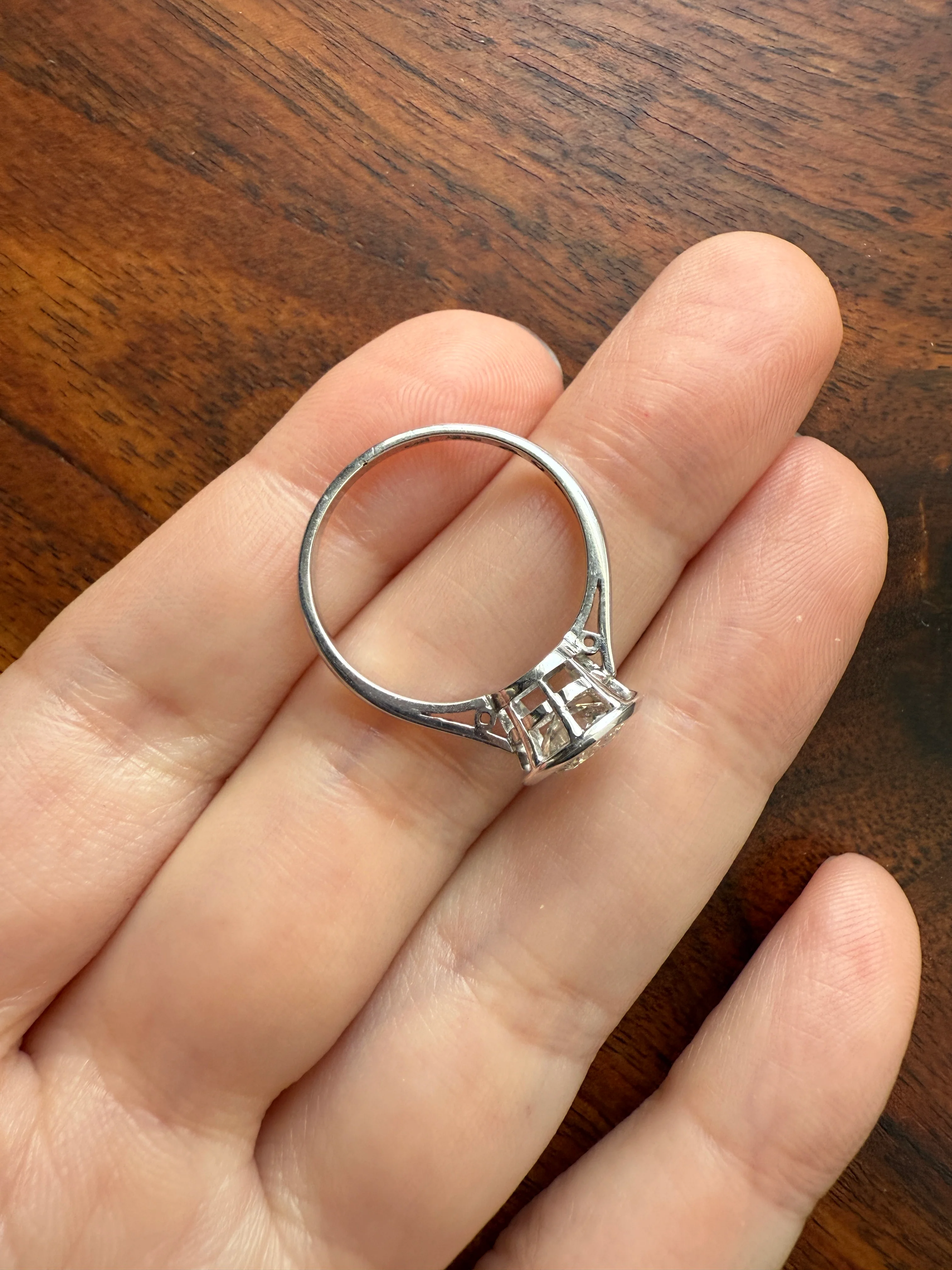 SPREADY Vintage 1.1 Carat Old Mine Cut DIAMOND Bezel Set Ring Art Deco Stacker Band 18k White Gold Solitaire Geometric Engagement - Image 25