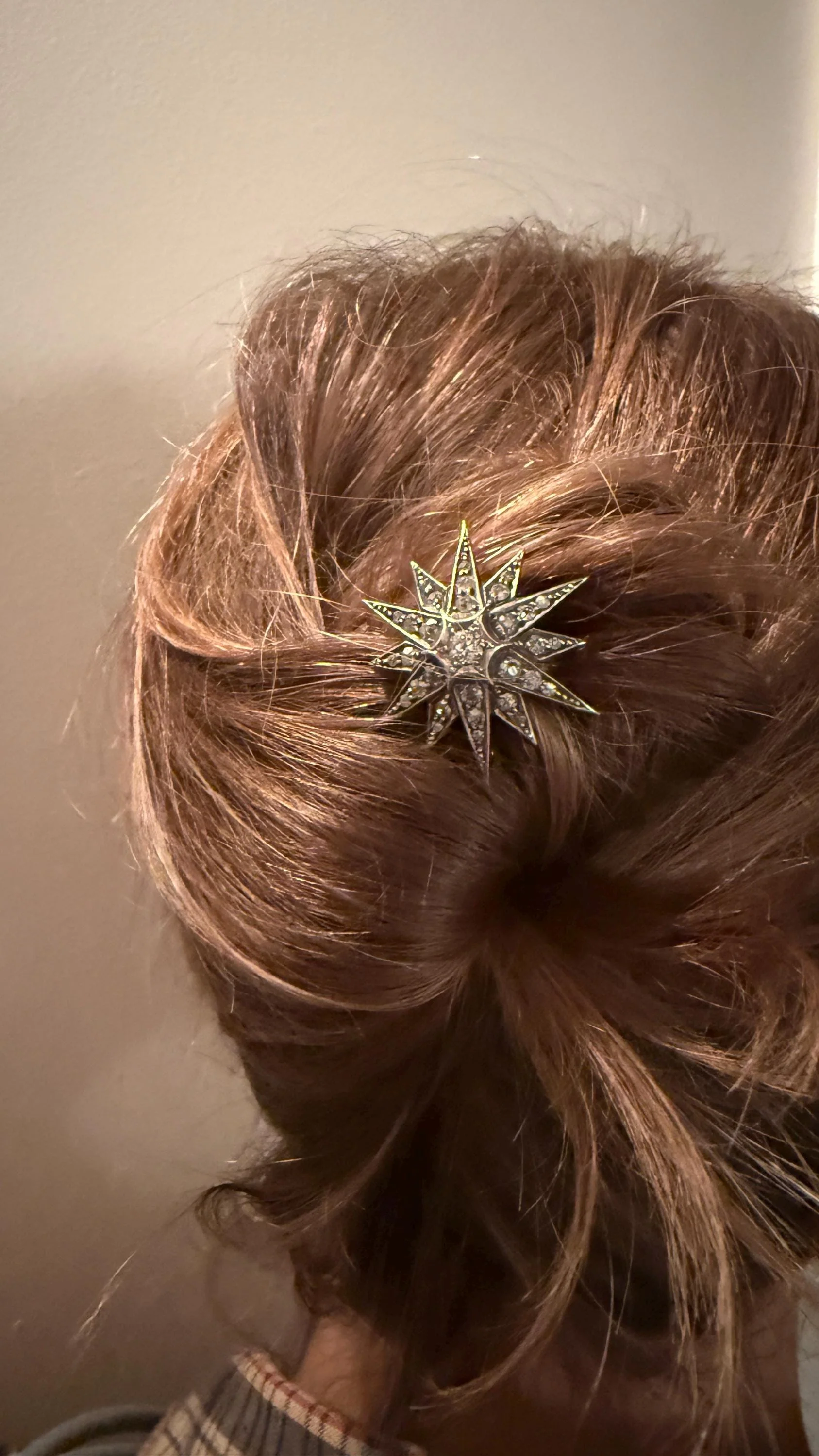 STAR Antique CONVERTIBLE Pendant Hair Pin Brooch BOXED 1 1/4 Carat Old Mine Cut Diamond Cluster 14k Gold Silver Victorian Gift Bridal 1.25Ct - Image 4
