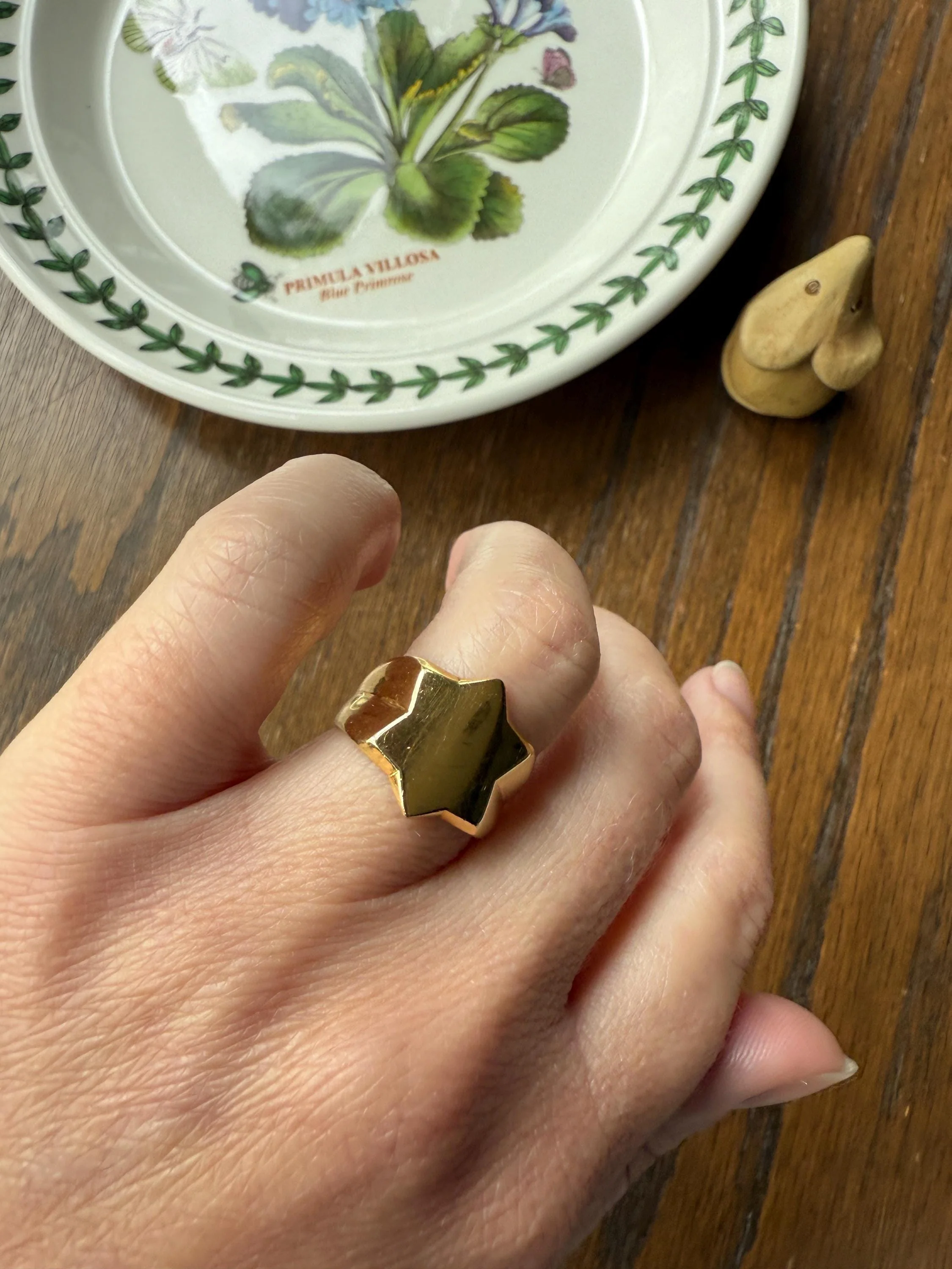 STAR Figural Signet 6.2g 18k Gold Ready to Engrave! Chunky Celestial Rad Pinky Ring Ringstack Shape Unique Gift - Image 2