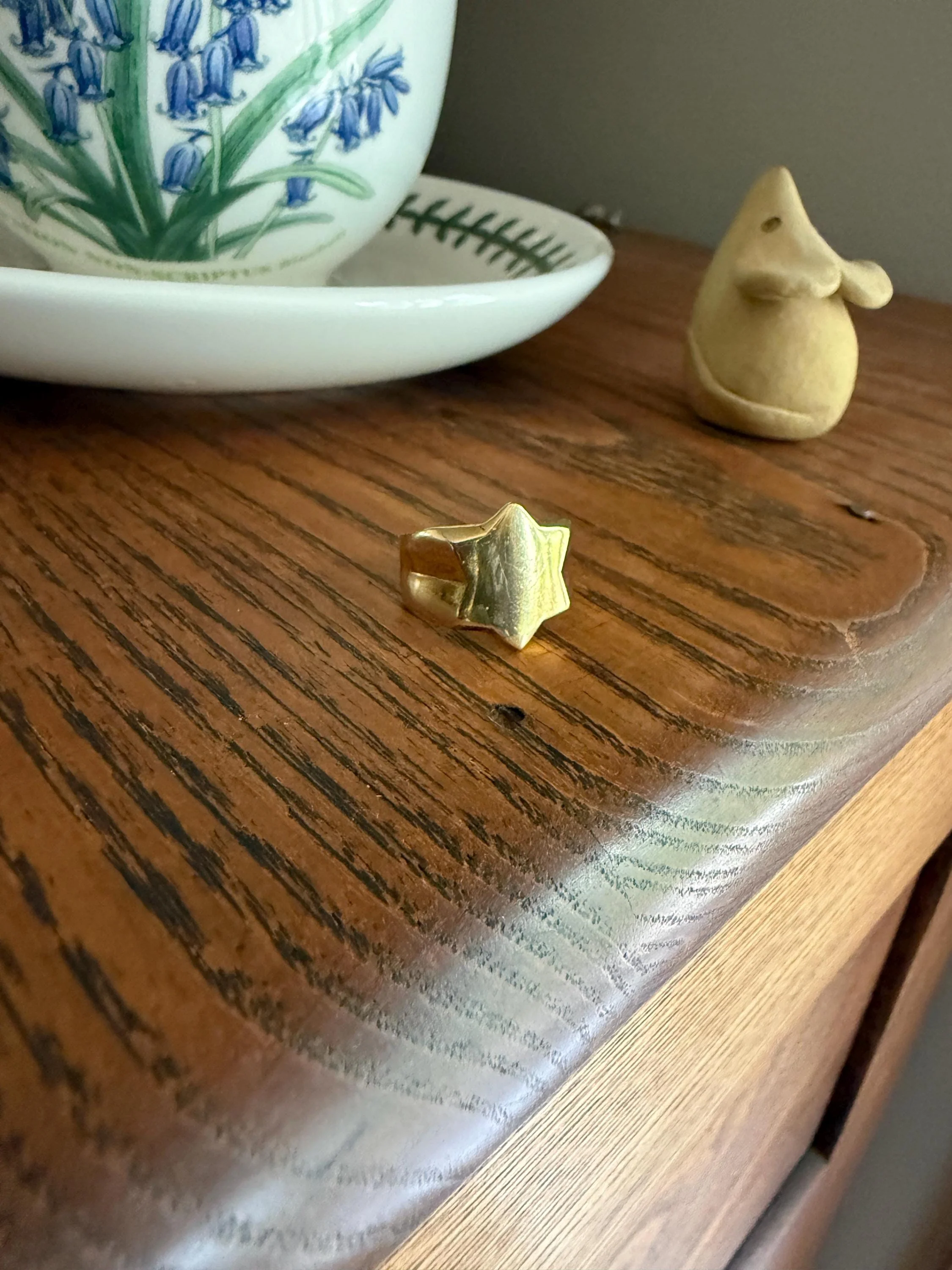 STAR Figural Signet 6.2g 18k Gold Ready to Engrave! Chunky Celestial Rad Pinky Ring Ringstack Shape Unique Gift - Image 3