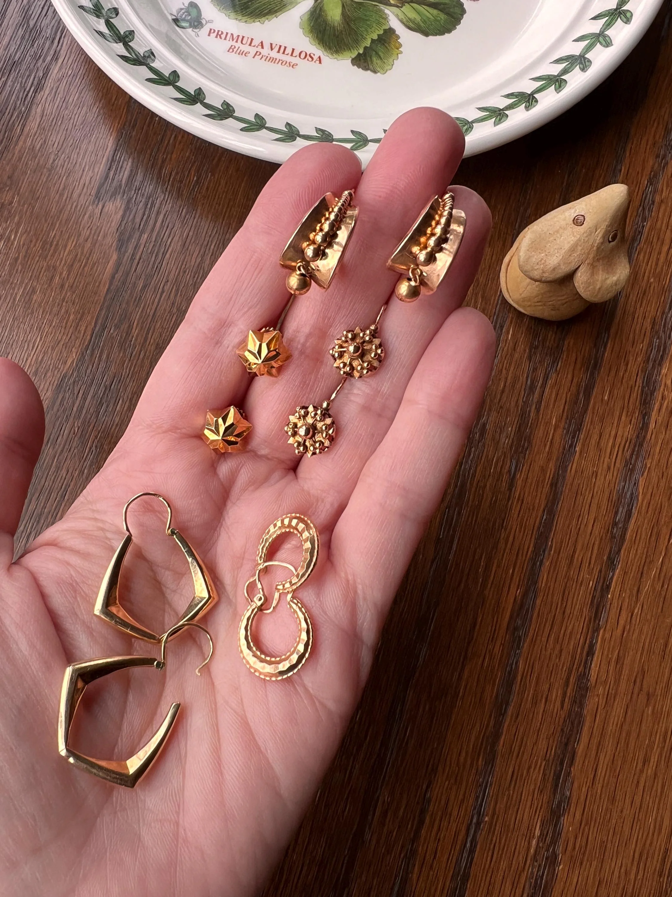 STARBURST 3D Studs French Antique Victorian 18k GOLD Figural Screw Back EARRINGS - Image 4