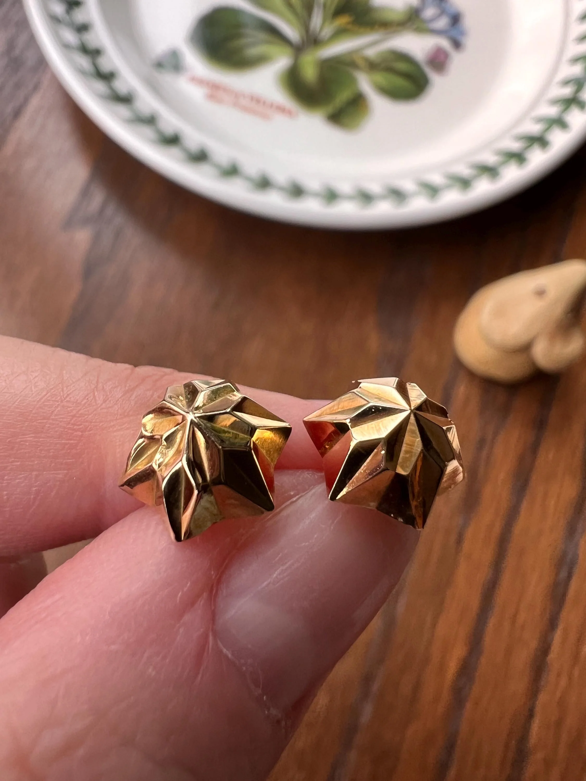 STARBURST 3D Studs French Antique Victorian 18k GOLD Figural Screw Back EARRINGS - Image 6