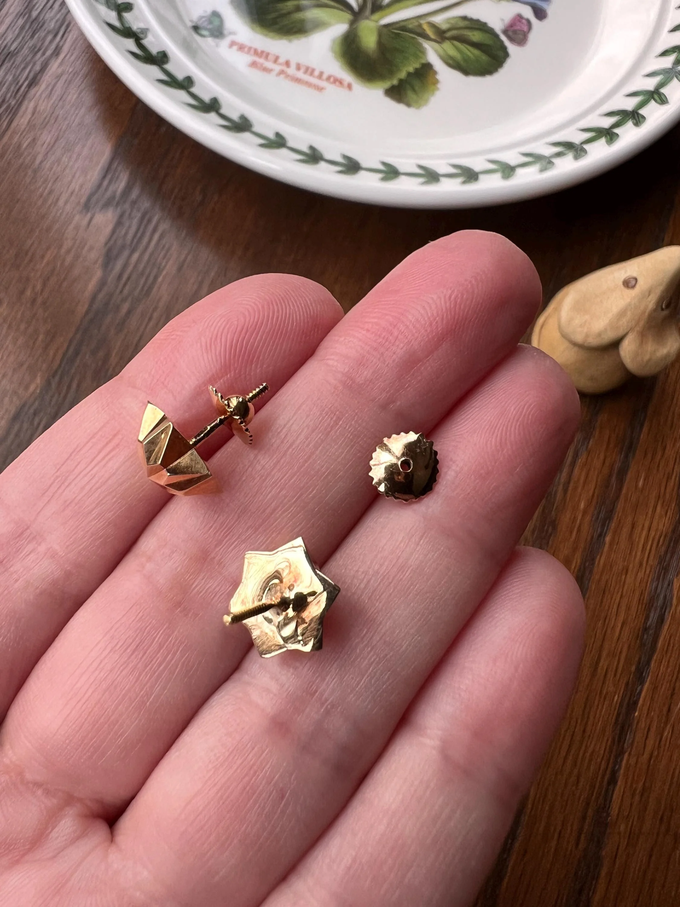 STARBURST 3D Studs French Antique Victorian 18k GOLD Figural Screw Back EARRINGS - Image 9