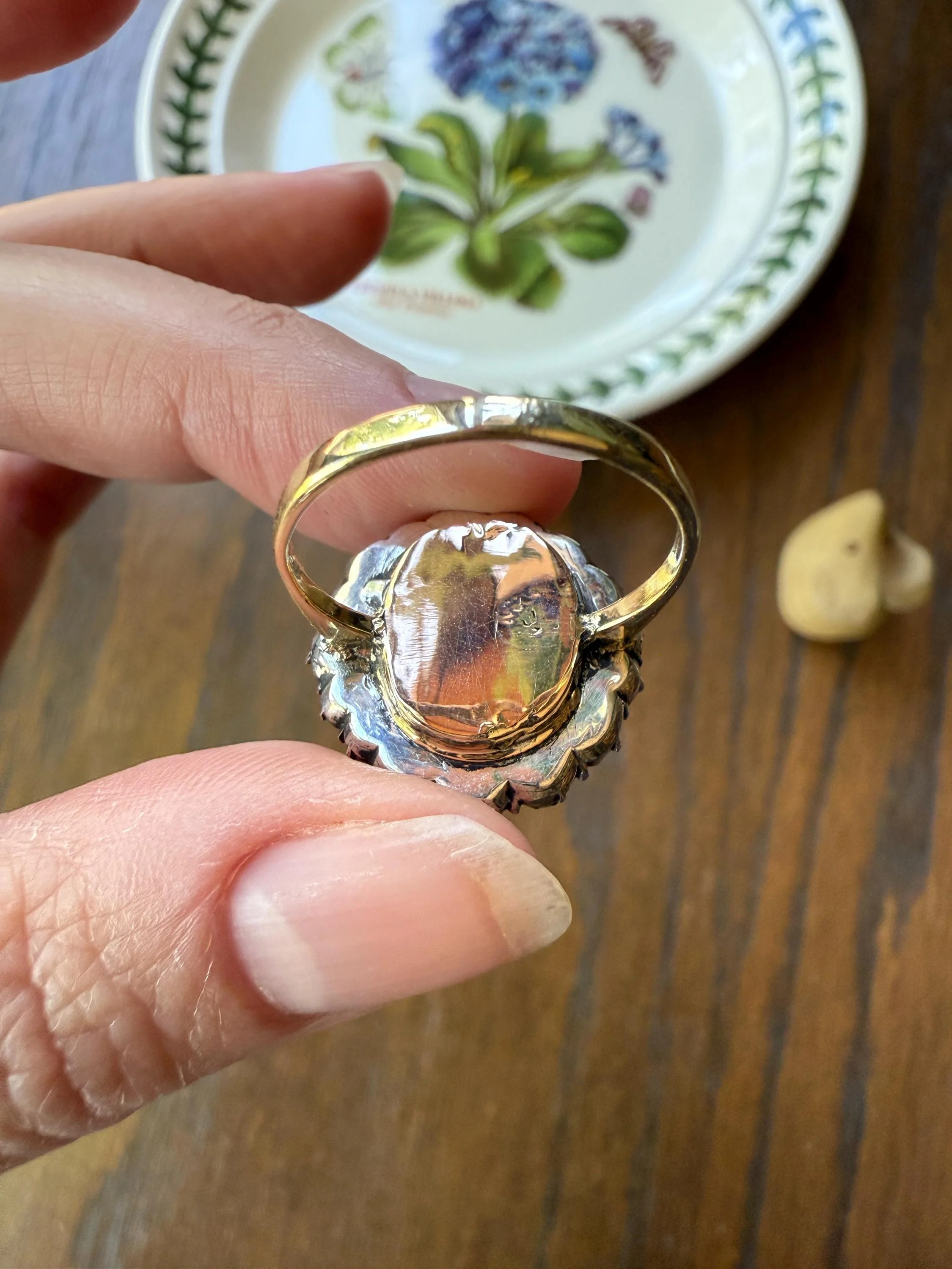 Stunning Antique 6 Carat Scale Dutch Rose Cut DIAMOND 14k Gold Silver Cluster Chunky Pear Stacker Rare Bauble - Image 10