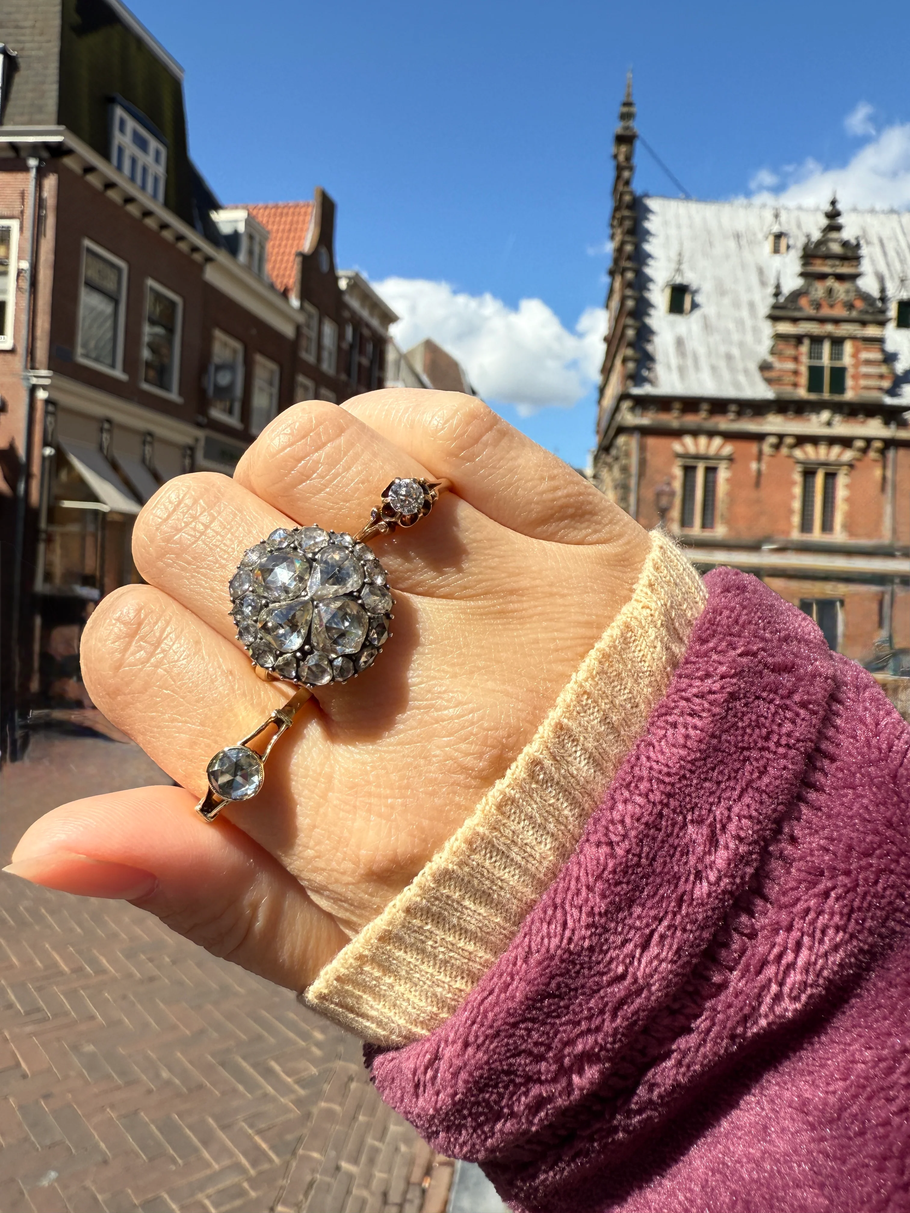 Stunning Antique 6 Carat Scale Dutch Rose Cut DIAMOND 14k Gold Silver Cluster Chunky Pear Stacker Rare Bauble - Image 12