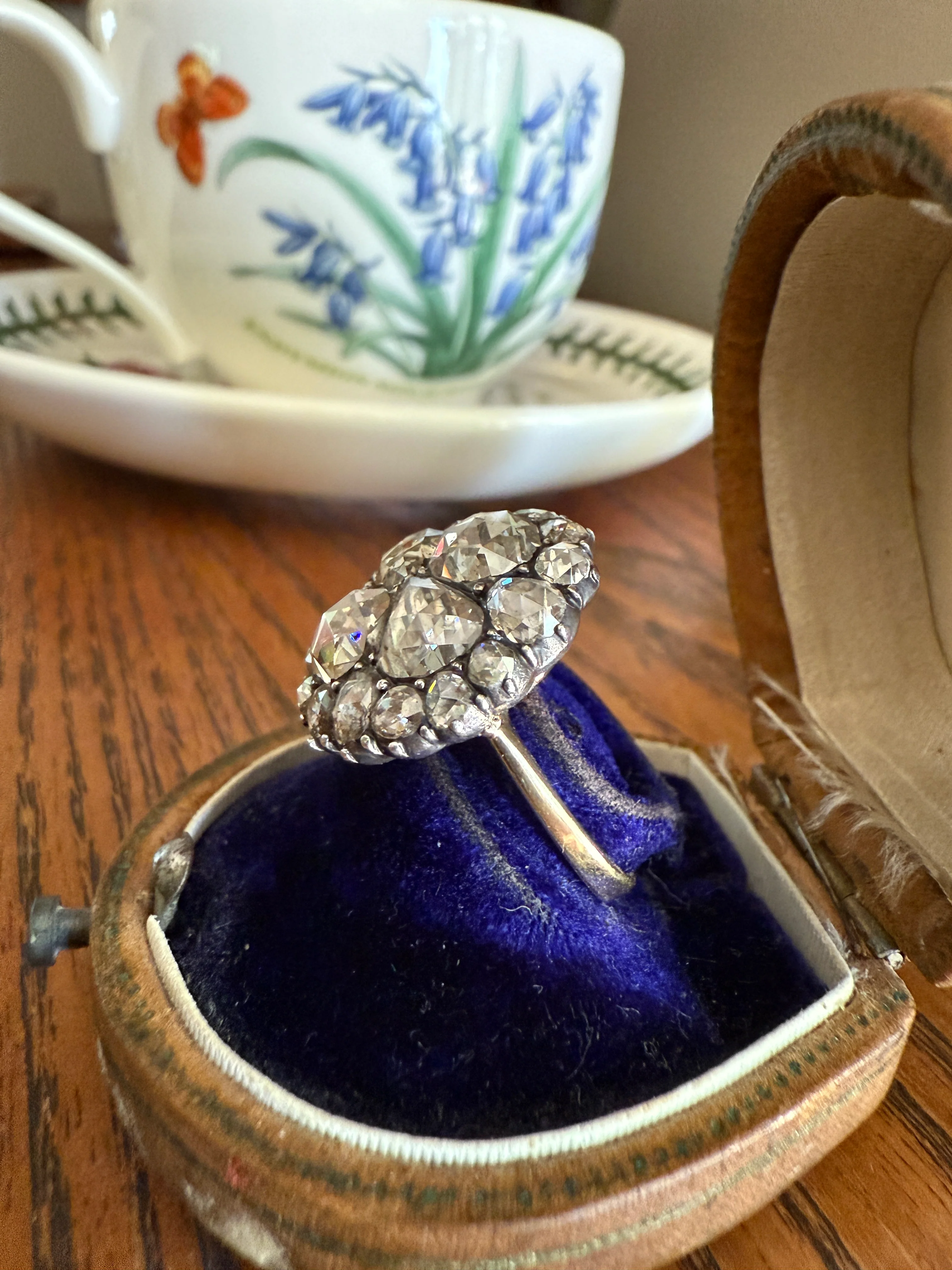 Stunning Antique 6 Carat Scale Dutch Rose Cut DIAMOND 14k Gold Silver Cluster Chunky Pear Stacker Rare Bauble - Image 14